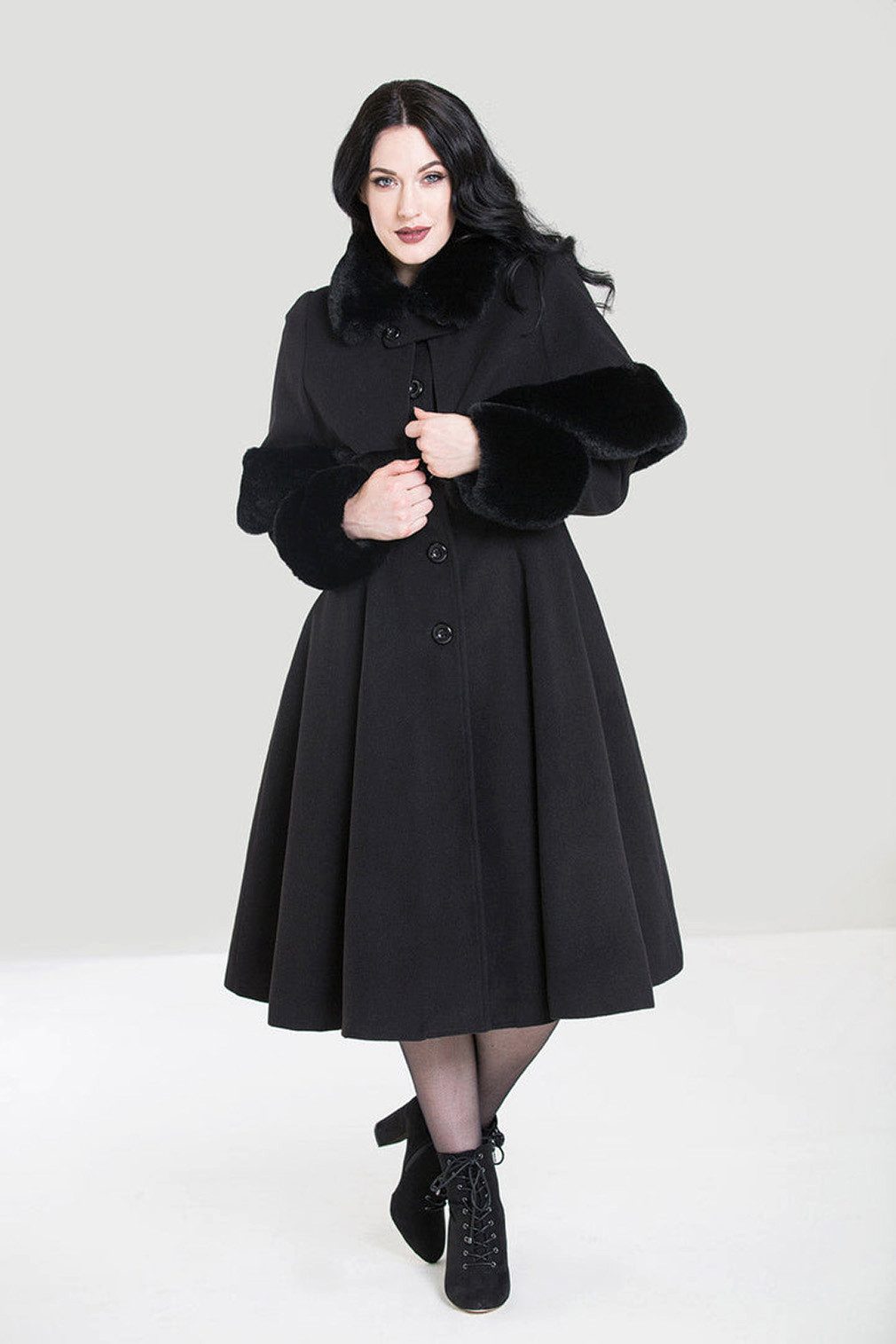 Hell Bunny Wintermantel Capulet Coat Schwarz günstig online kaufen