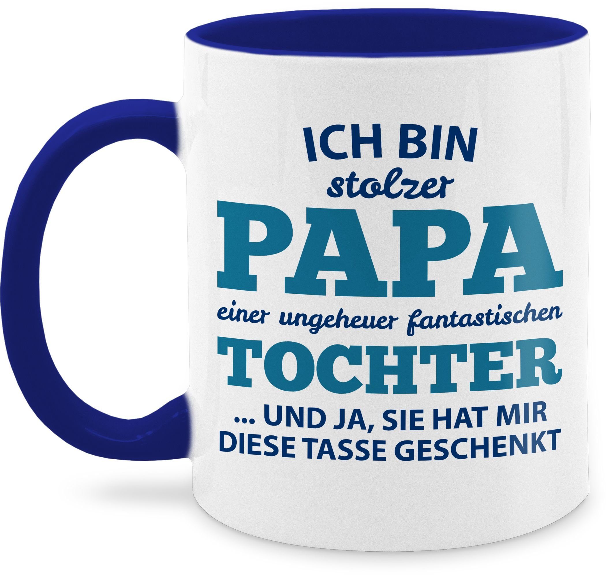 Shirtracer Tasse Stolzer Papa einer fantastischen Tochter Tasse, Keramik, Geschenk Vatertag Kaffeetasse 3 Dunkelblau | Teetassen