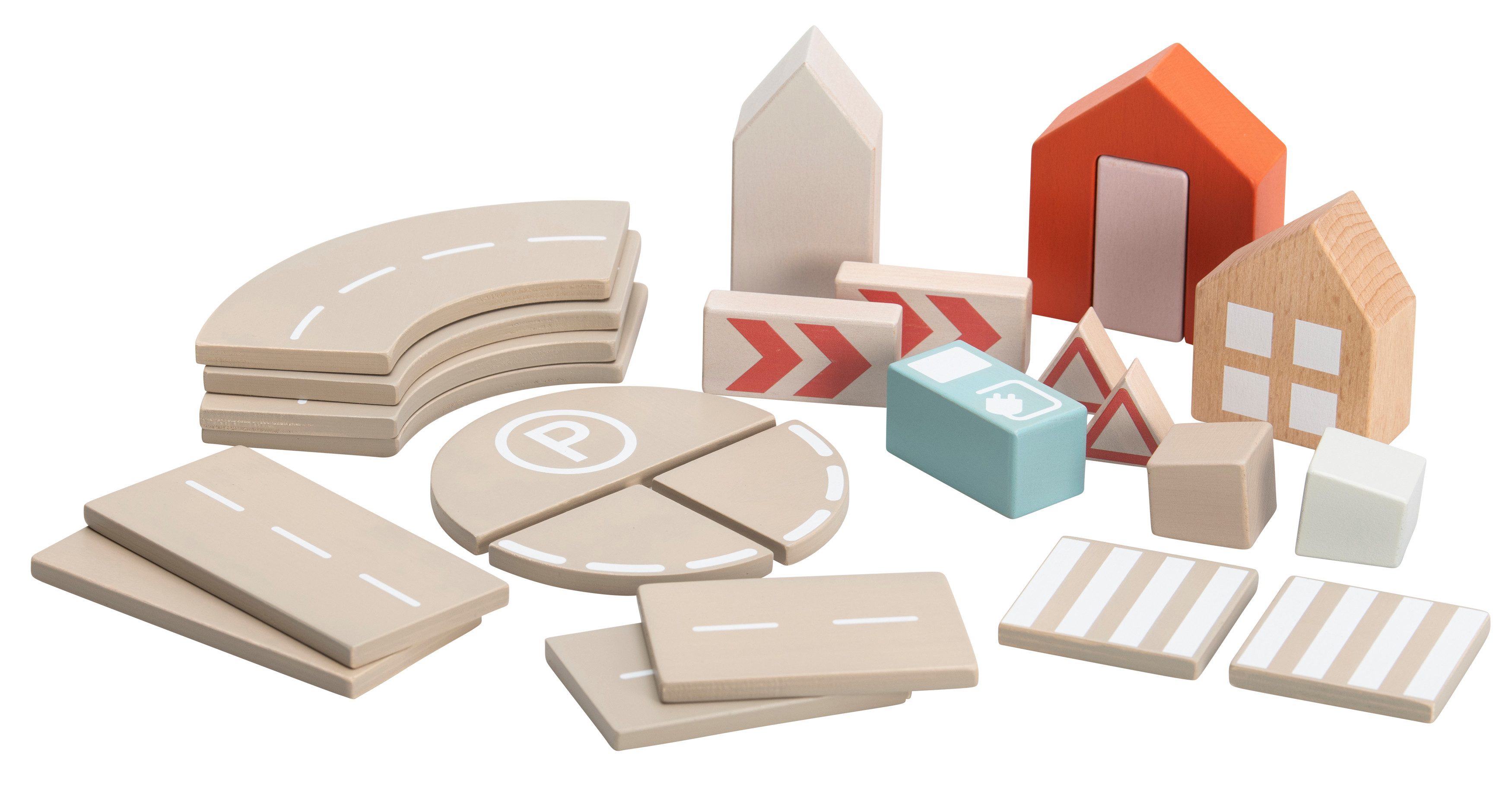 Betzold Bausteinset „Straße“ – Holzspielzeug für Kinder Spielbausteine