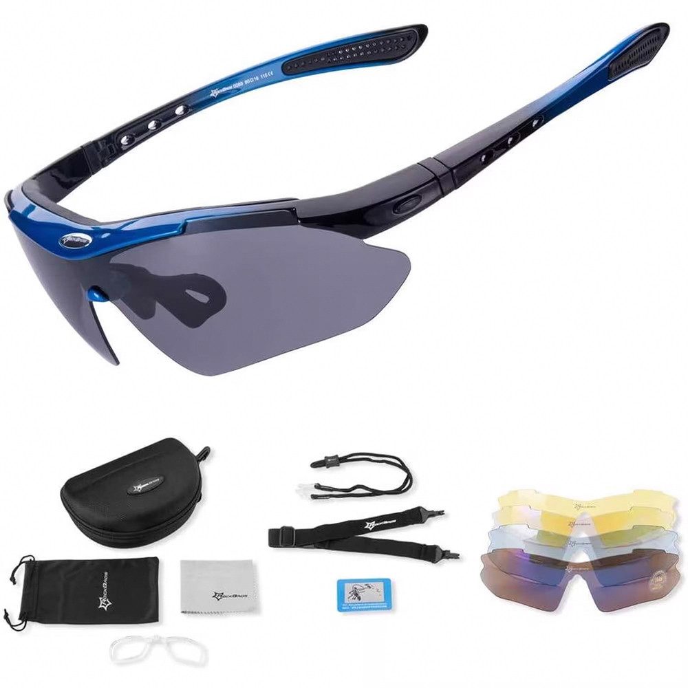 ROCKBROS Fahrradbrille Sportbrille Radsportbrille Sonnenbrille, (Spar-Set, 1-St), polarisiert, UV400-Schutz, leicht, inkl. Etui