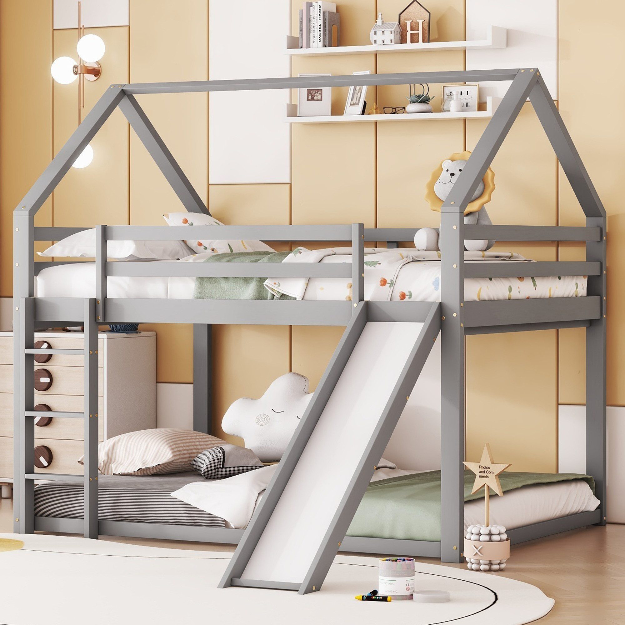 Kinderbett Etagenbett mit Rutsche & Treppe