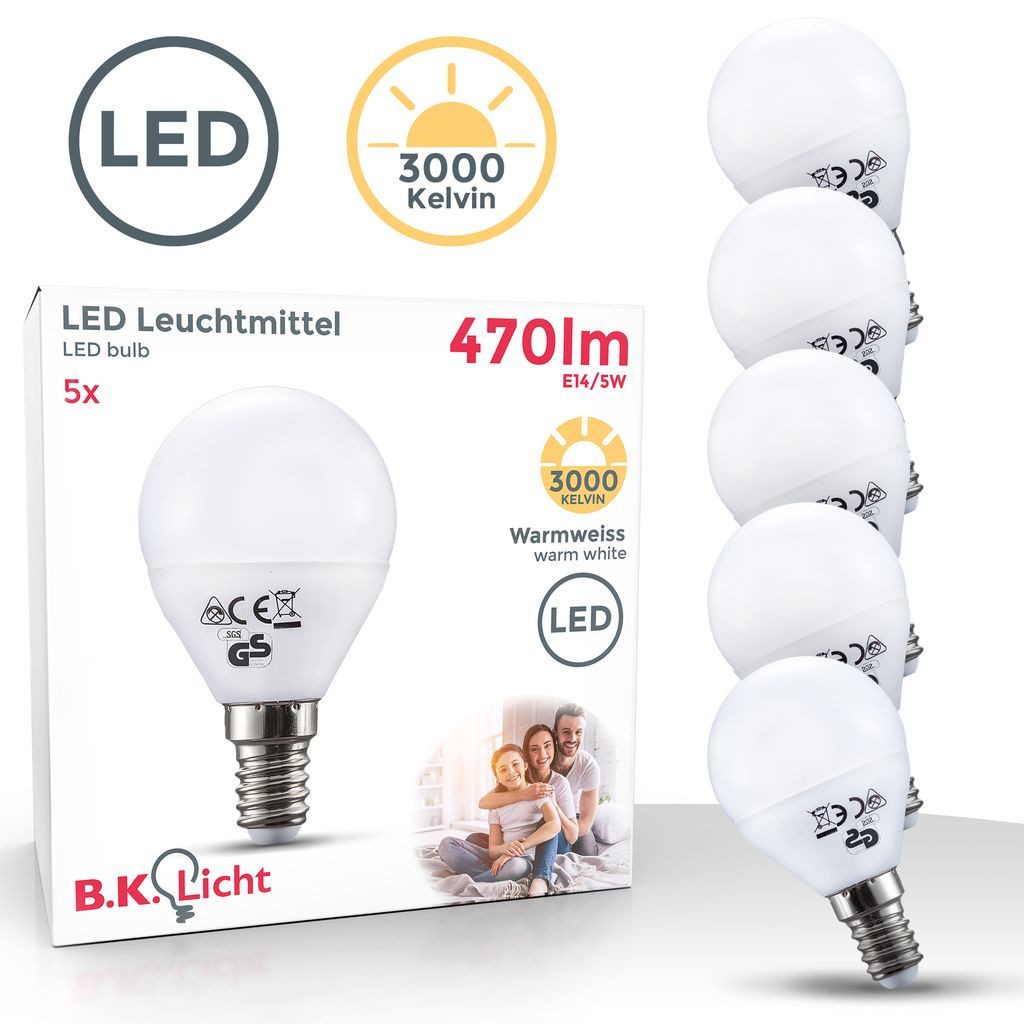 B.K.Licht LED-Leuchtmittel 50-LMF-007-05, E14, 2700K - Extra-Warmweiß