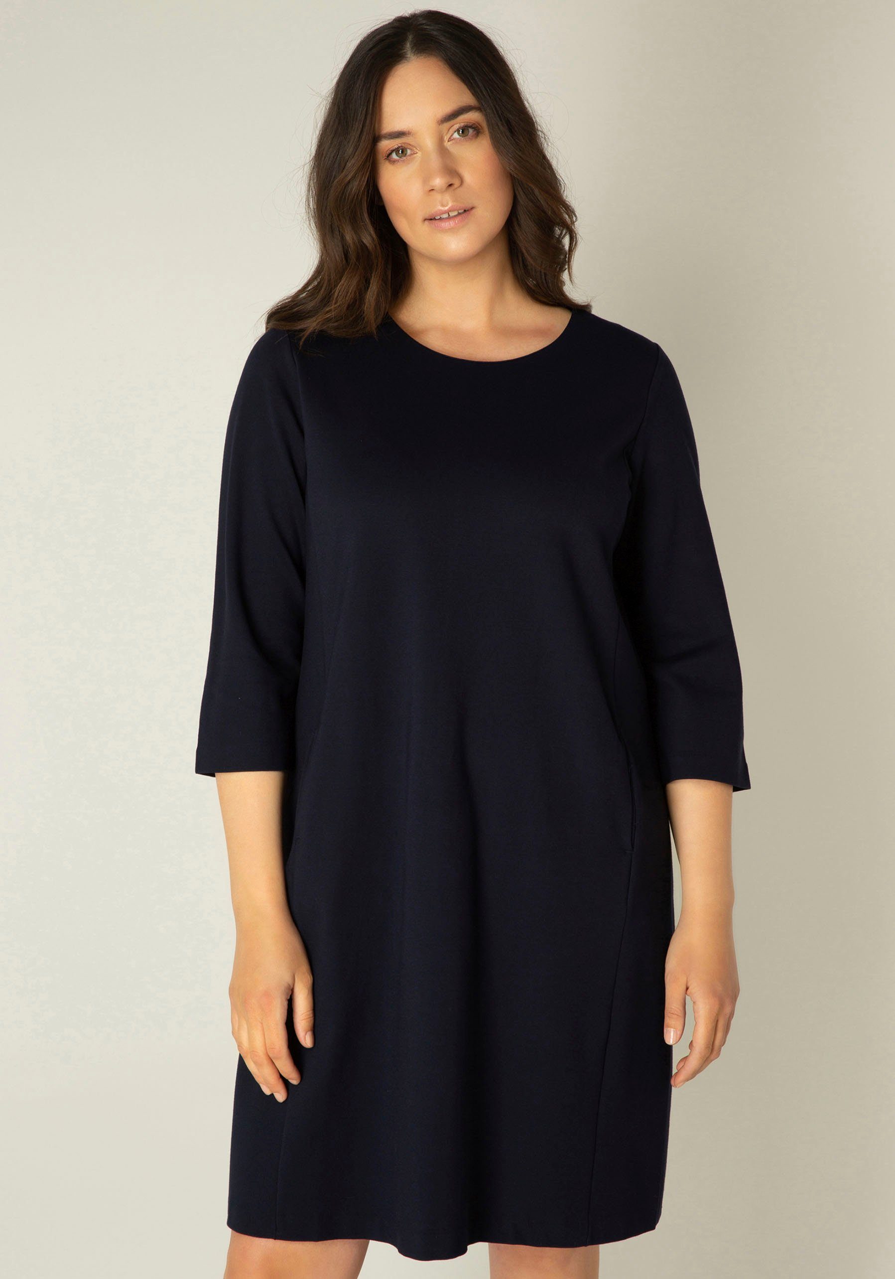 Addy Viskose-Mischqualität Etuikleid bequemer dark Base In elasitischer blue und Level Curvy navy