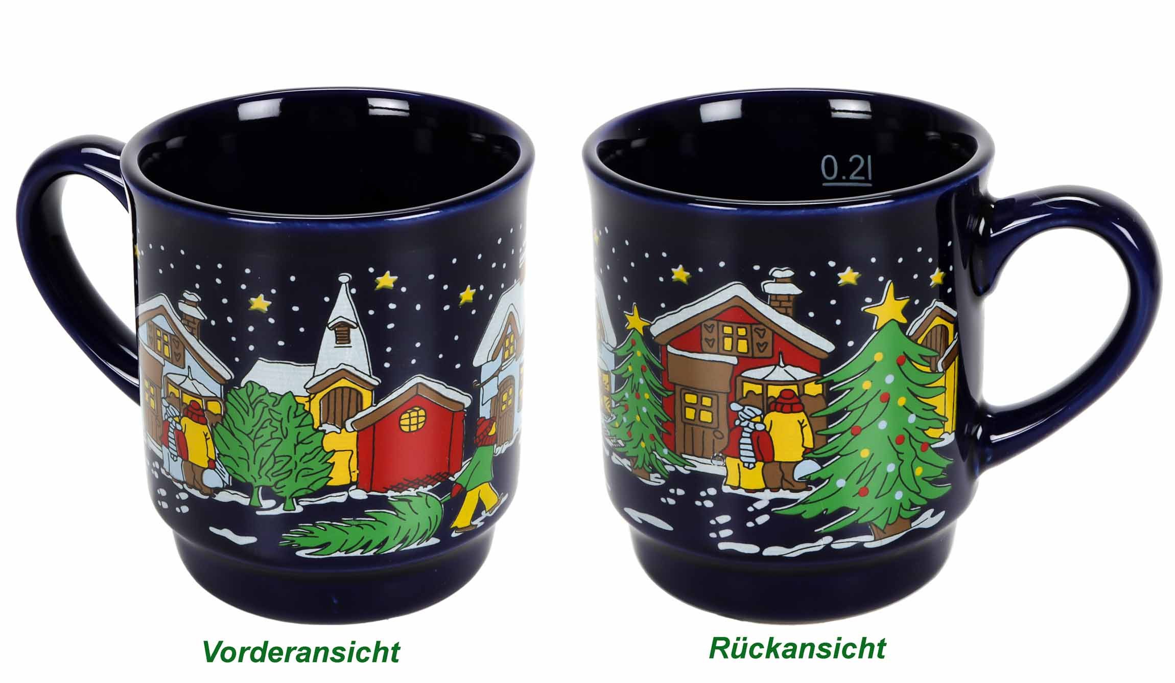 Wurm Tasse Glühweinbecher, 3-tlg., Keramik, Glühweintasse
