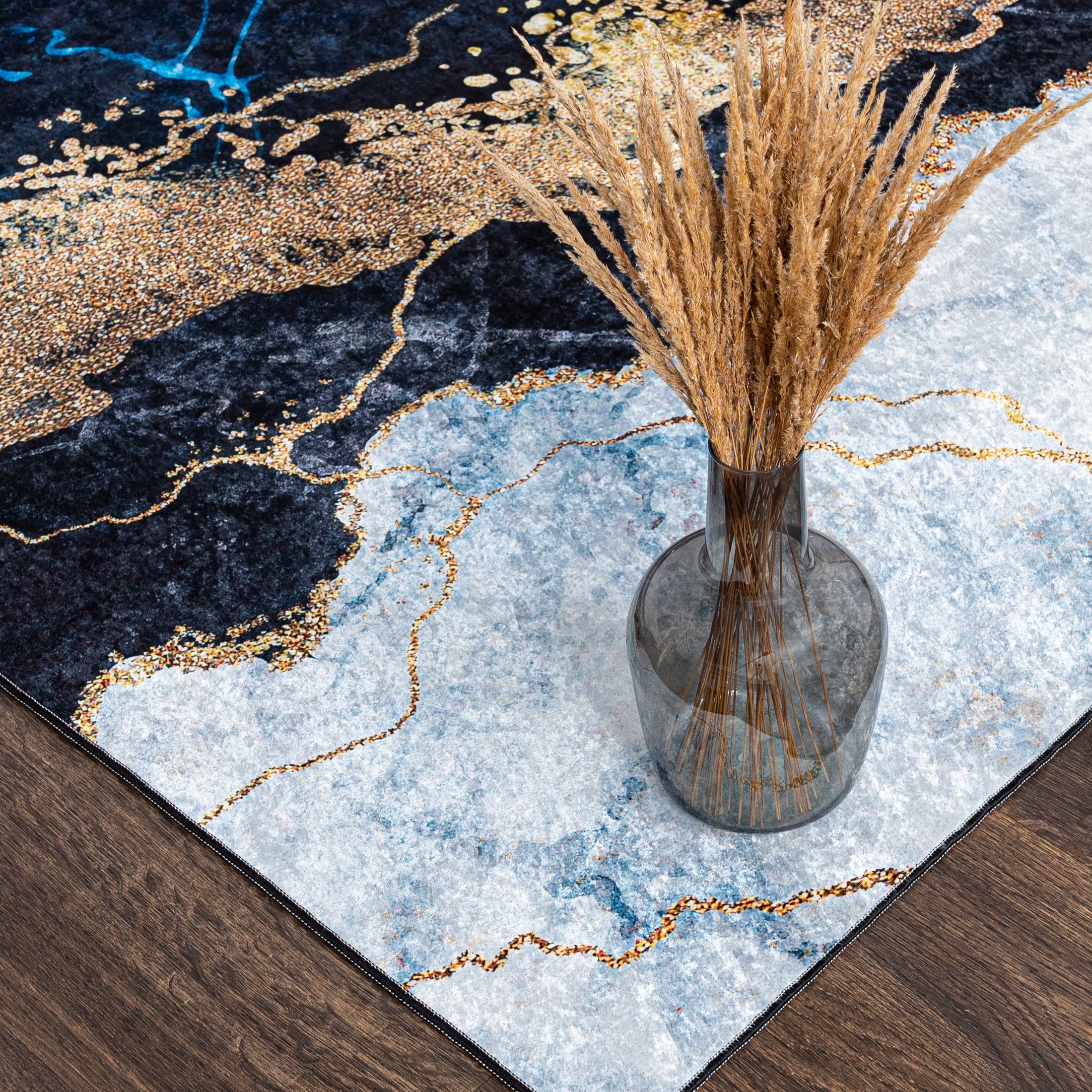Mazovia Designteppich Modern Teppich für Wohnzimmer, Schlafzimmer, Esszimmer, 80 x 150 cm, Kurflor, Waschbar in Waschmaschine, Höhe 5 mm, Rutschfest – Bild 2 von 5