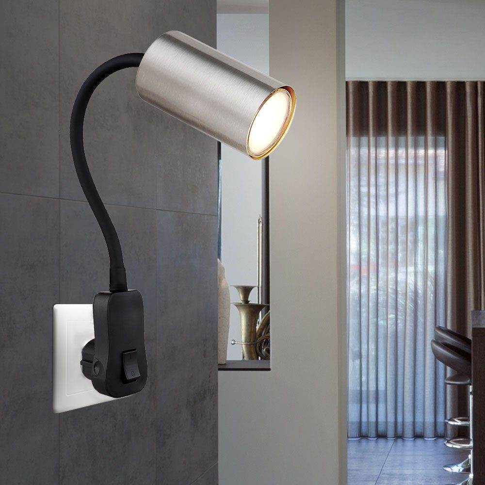 GLOBO LIGHTING Wandleuchte, Leuchtmittel nicht inklusive, Steckerleuchte GU10 Steckdosenlampe mit Schalter Küche