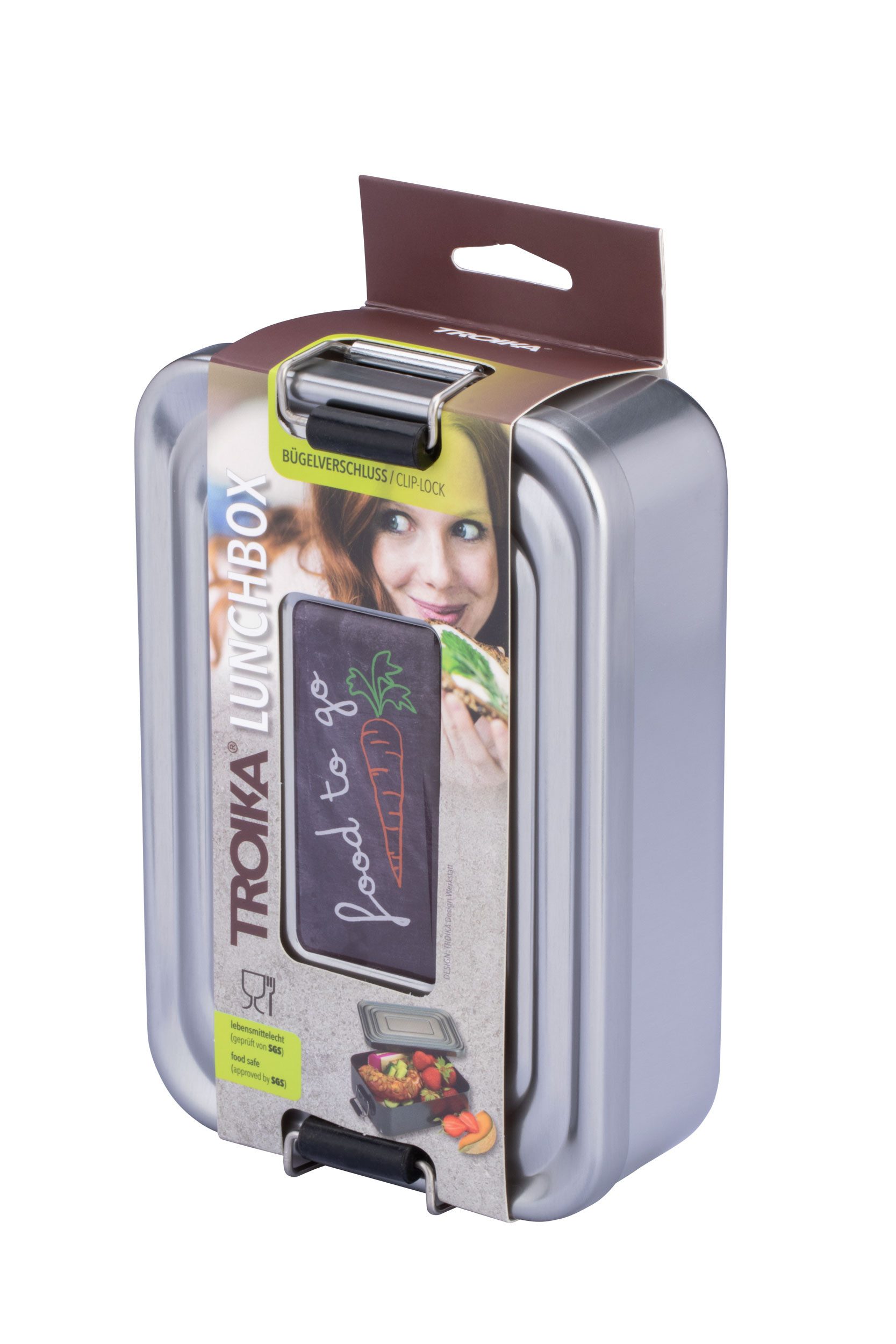 TROIKA Lunchbox FOOD TO GO mit Bügelverschluss – robuste Brotdose aus Aluminium, Aluminium, für Alltag, Schule und Büro, nostalgische Lunch-Box, rostfrei