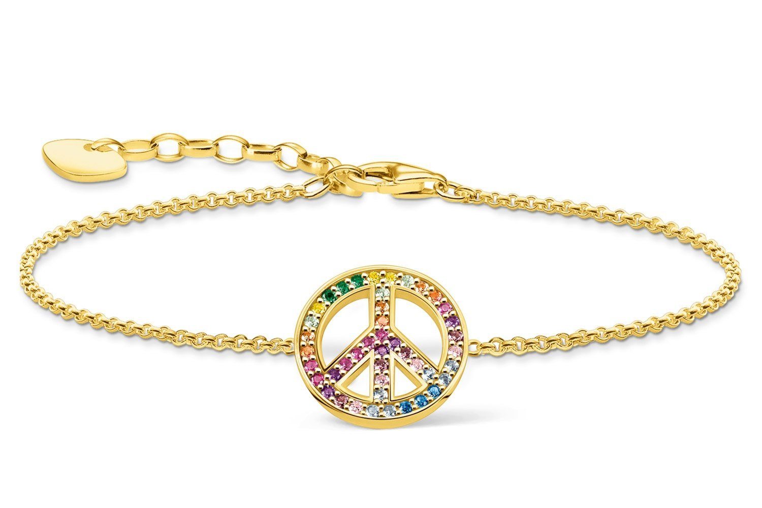 THOMAS SABO Gliederarmband Peacezeichen Goldfarben Bunt