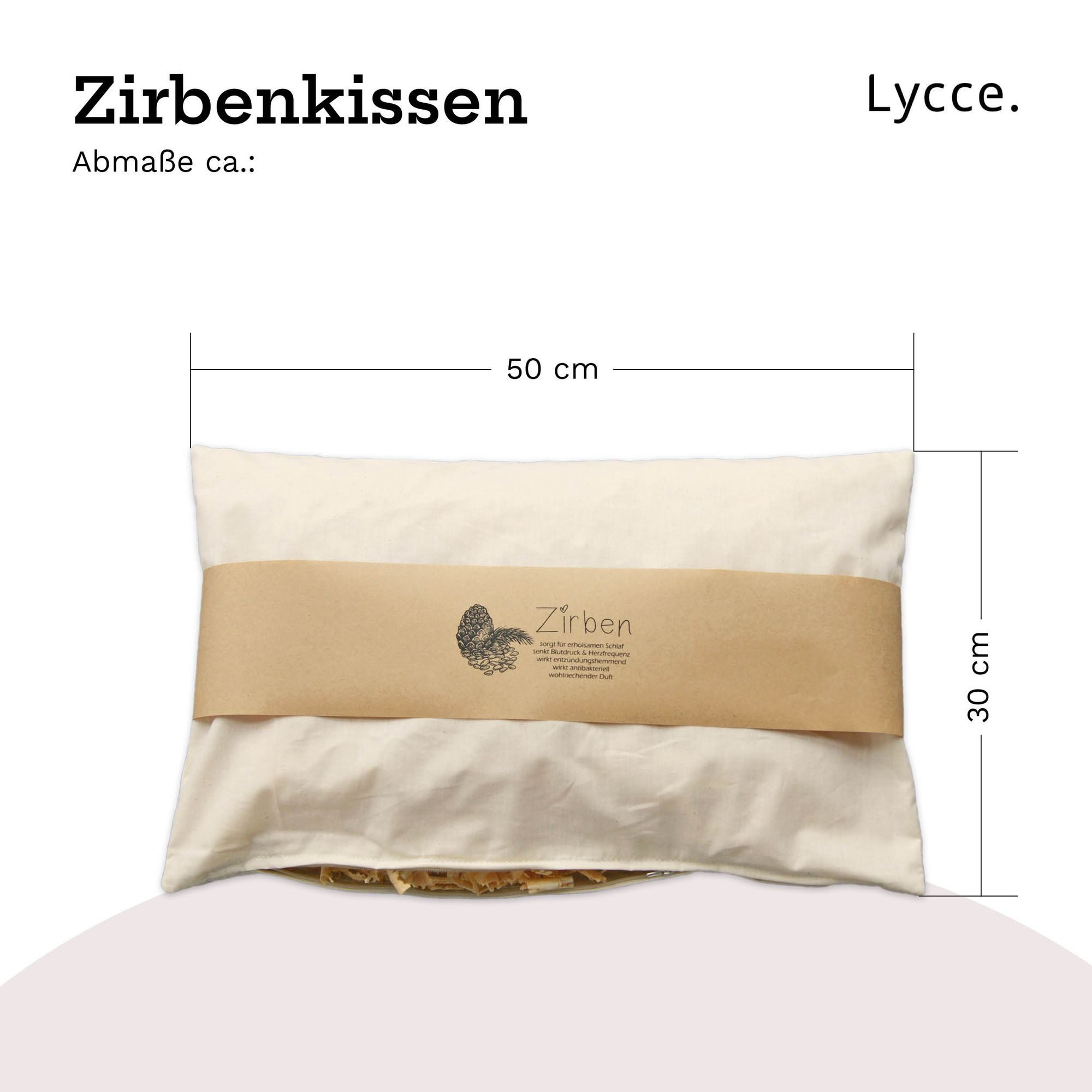 Lycce Kissenfüllung Zirbenkissen aus natürlicher Bio-Baumwolle mit Zirbenholz-Füllung