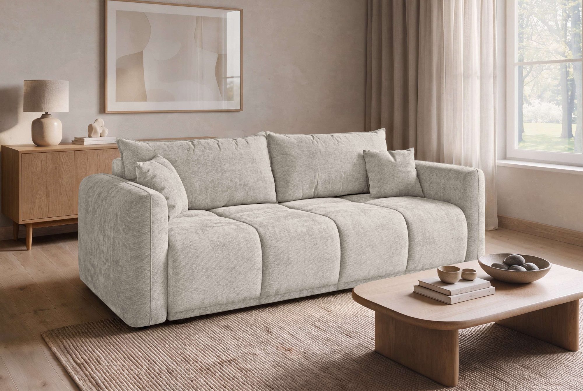 OTTO home 3-Sitzer LOXXA Schlafsofa mit Bettkasten, komfortables Sitzgefühl, Breite 241cm, Liegefläche 150x192cm, inklusive Rückenkissen, …
