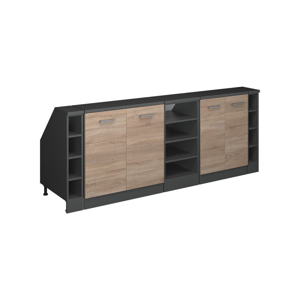 Vicco Unterschrank R-Line, Sonoma/Anthrazit, 210 cm 5er Set Schrankkorpuss 60 cm Tiefe (5-St)