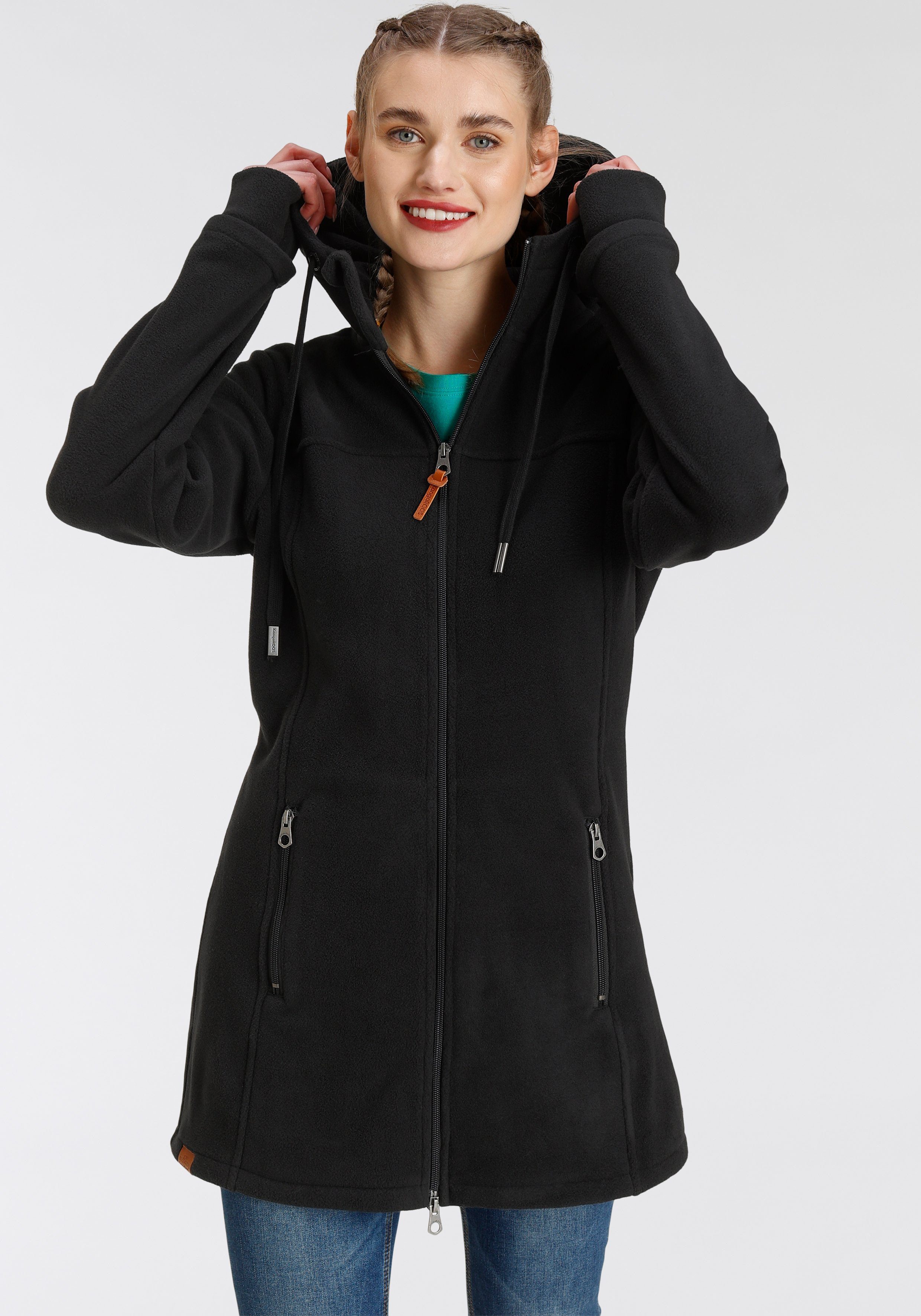 KangaROOS Fleecejacke figurbetonter Schnitt, mit Kapuze, mit 2-Wege-Reißver günstig online kaufen