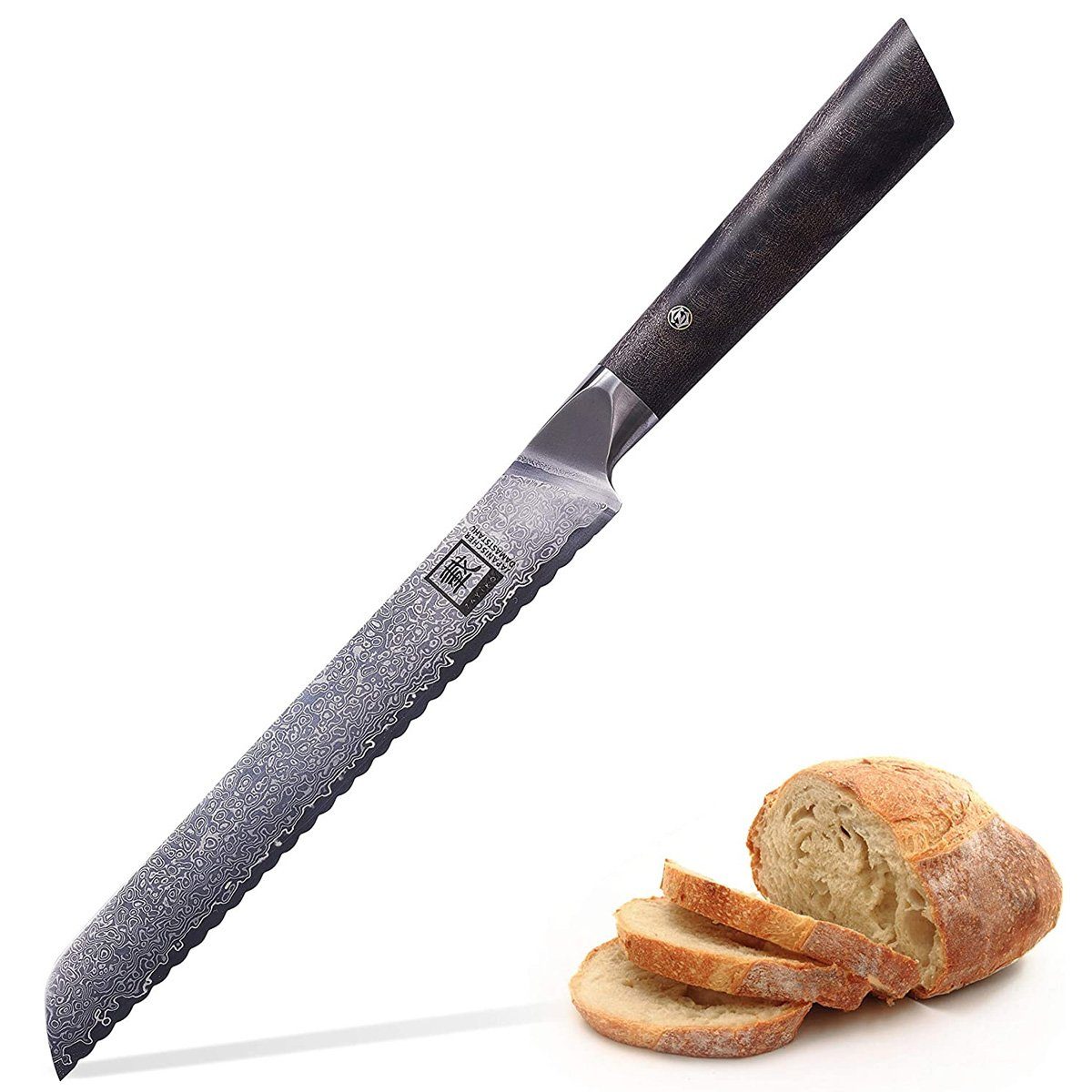 ZAYIKO Brotmesser Zayiko Damast Brotmesser 20,00 cm Klinge mit  Ahornholzgriff Profession