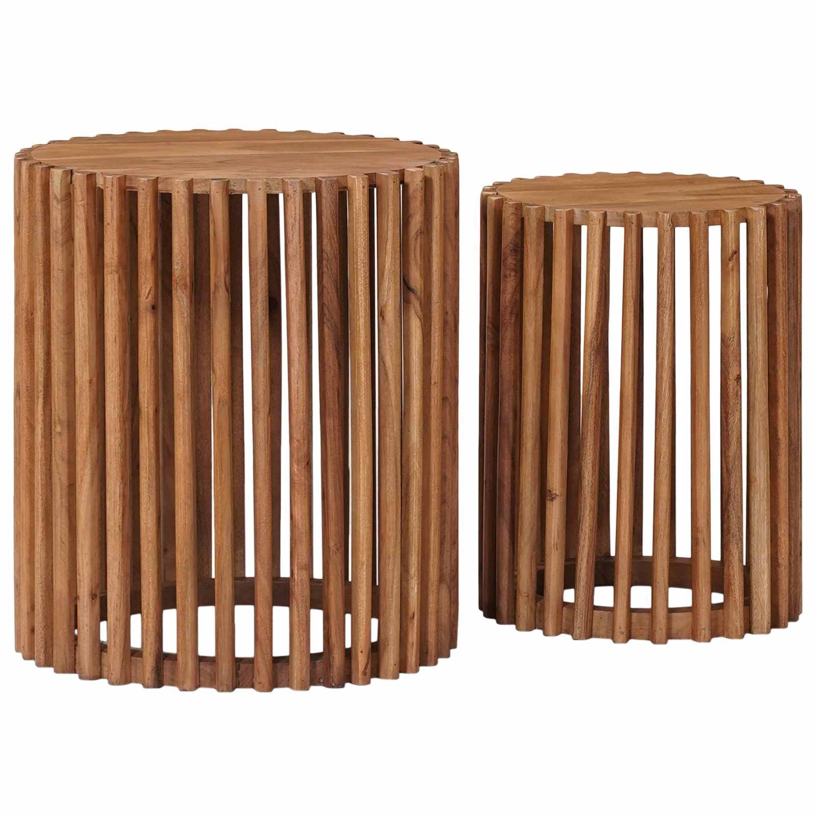 vidaXL Handgefertigtes Beistelltisch-Set 2 pcs Braun 40 x 40 x 45 cm (2-St)