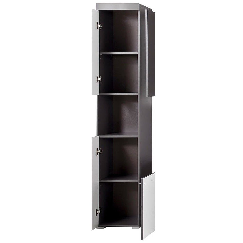 trendteam Hochschrank Amanda Highboard Regal Multifunktionsschrank Standschrank Grau 37x190x31cm – Bild 4 von 4