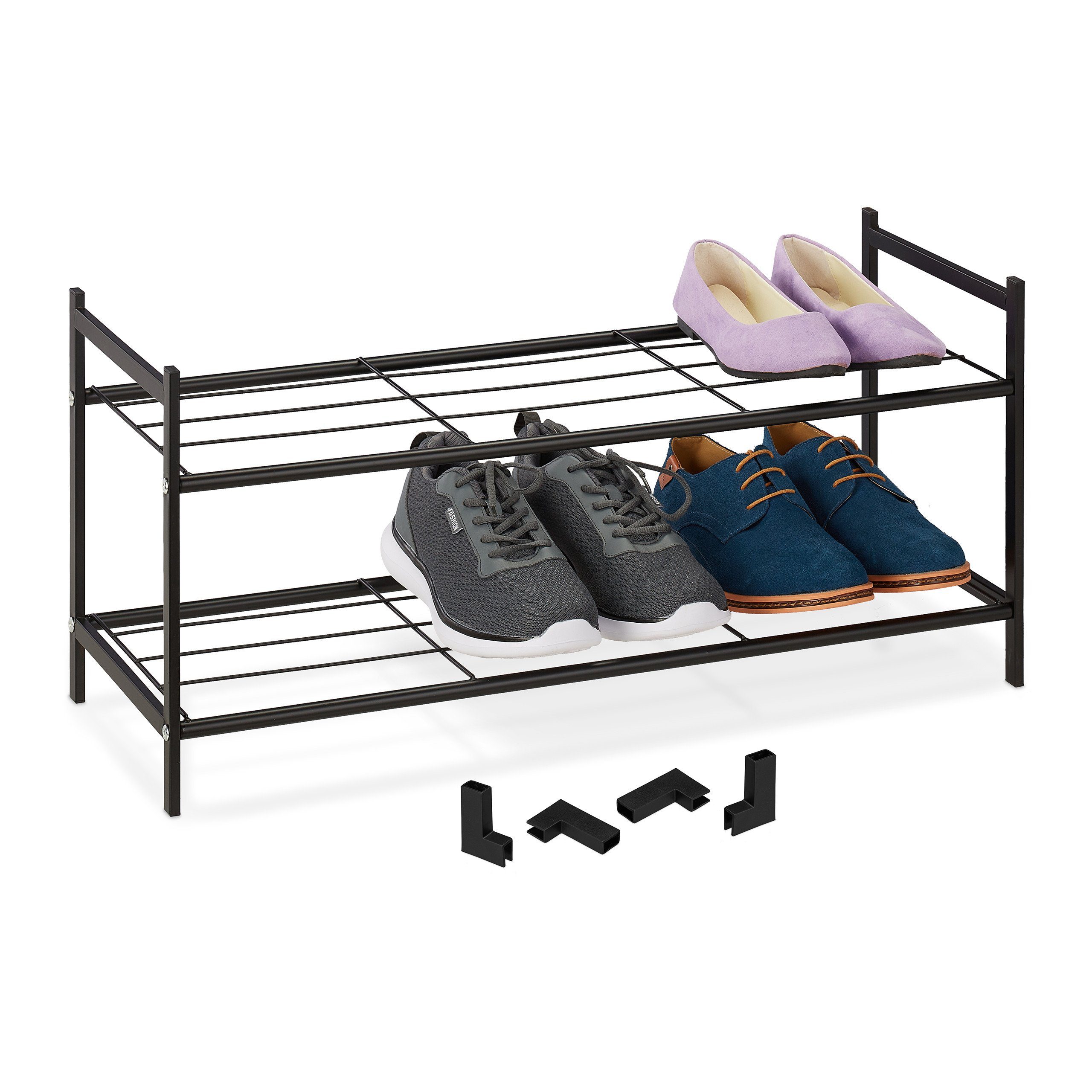 relaxdays Schuhregal Stapelbares Schuhregal 2 Ebenen, günstig online kaufen