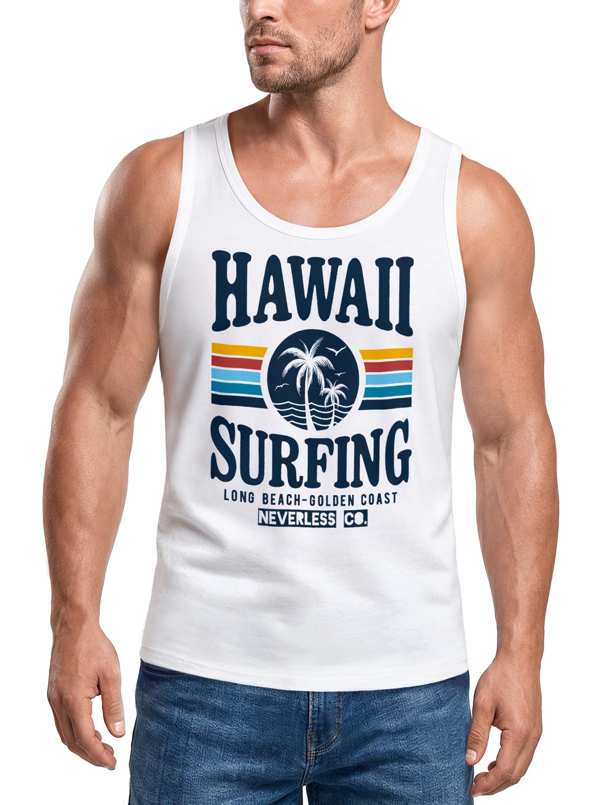 Tanktop Herren Tank-Top Hawaii Surfing Sommer Strand Palme Print Muskelshirt
