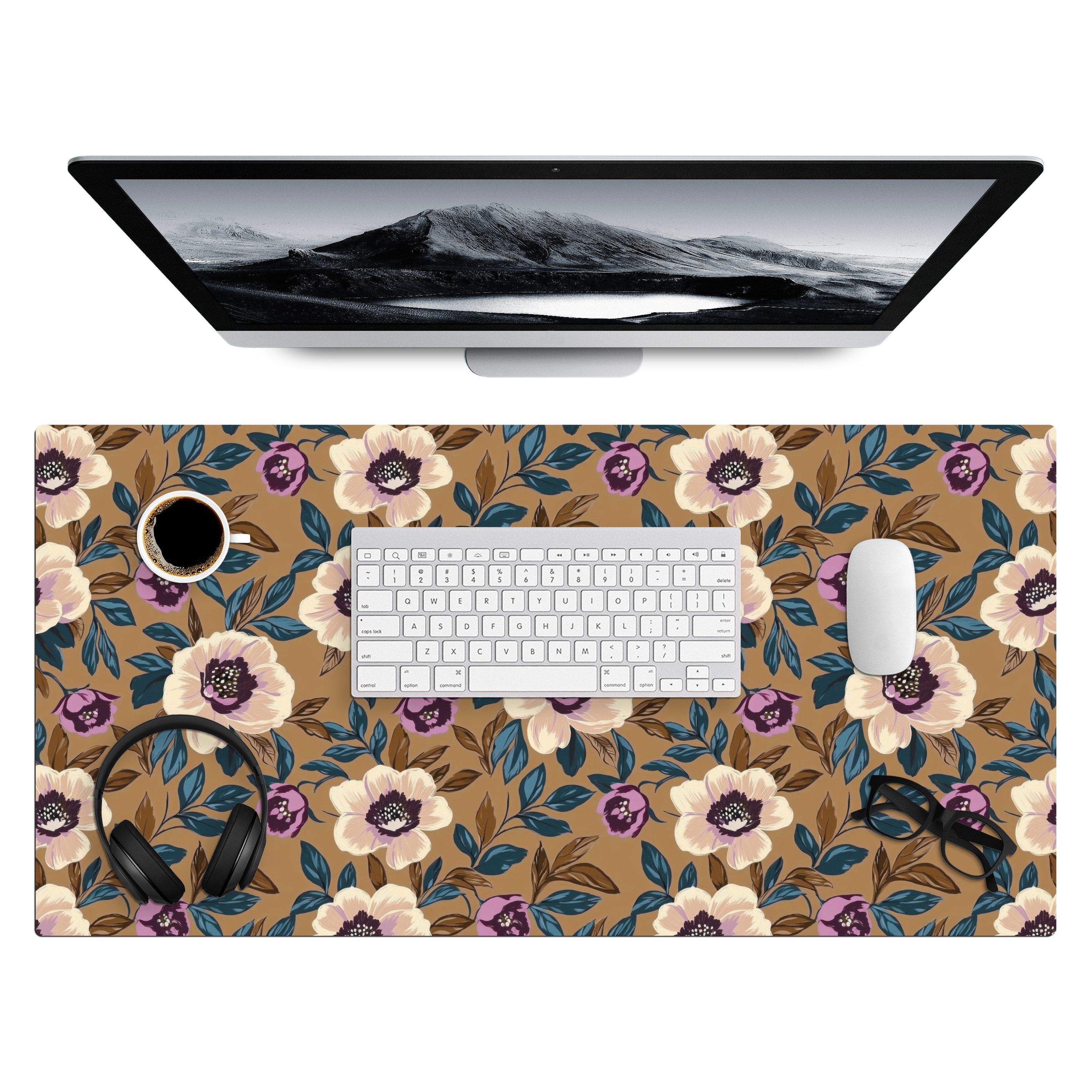 MuchoWow Gaming Mauspad Floral - Stilleben - Farbenfroh (1-St), Gaming Mauspad XXL, Schreibtischunterlage, Desk Mat Groß, 80x40 cm