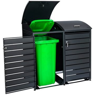 Zelsius Mülltonnenbox Mülltonnenkasten mit abgerundetem Deckel für zwei 120 - 240 Liter (Set, 1 Doppelbox)