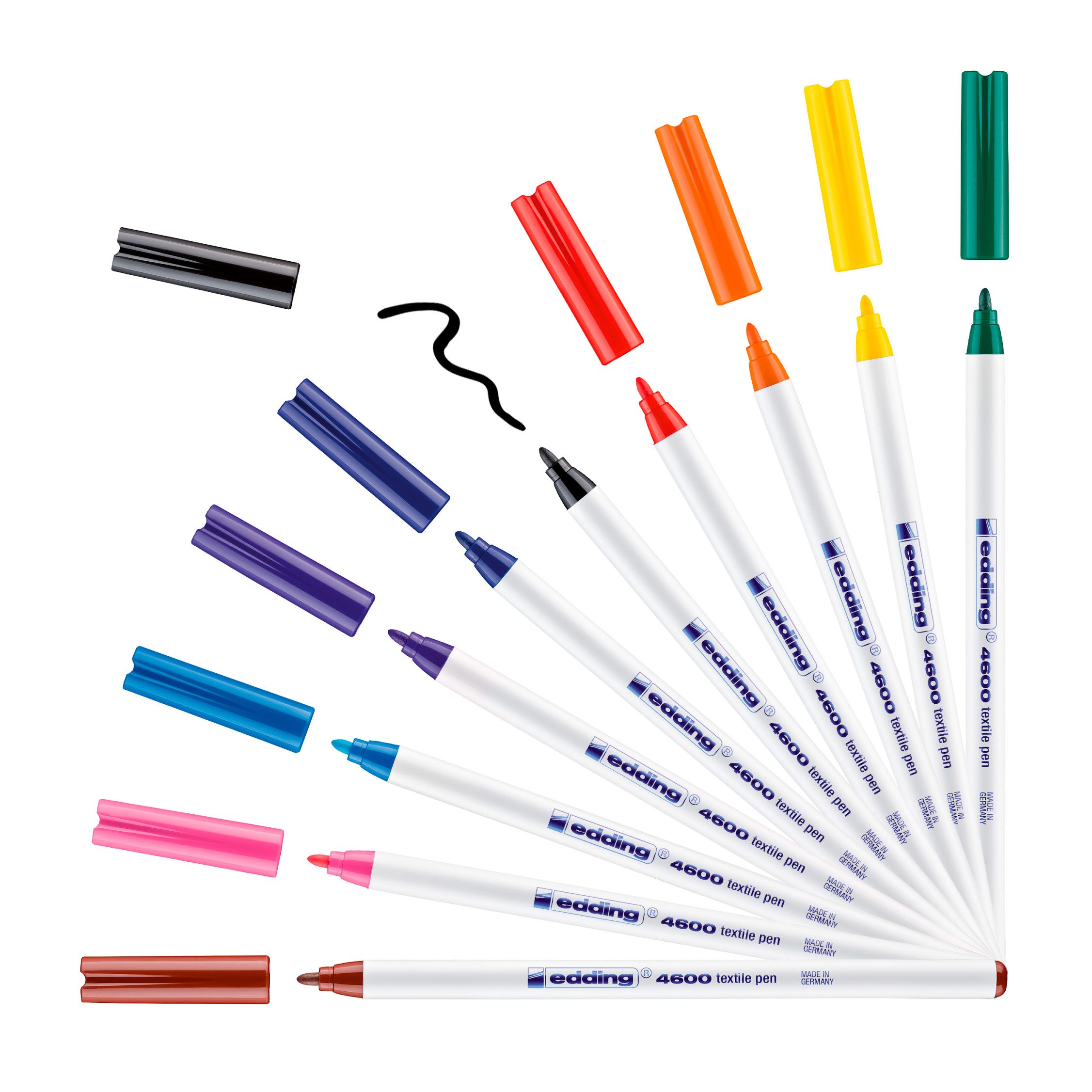 edding Textilmarker Textilstifte Set Brilliant Colours 4600, 10er-Set