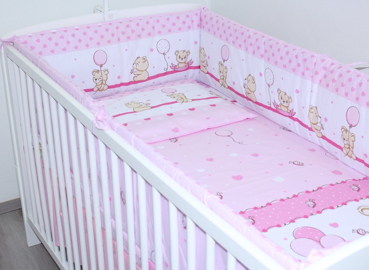 Babybettwäsche Baby Kinder Bettset- 3 teiliges mit 420 Nestchen Bettwäsche