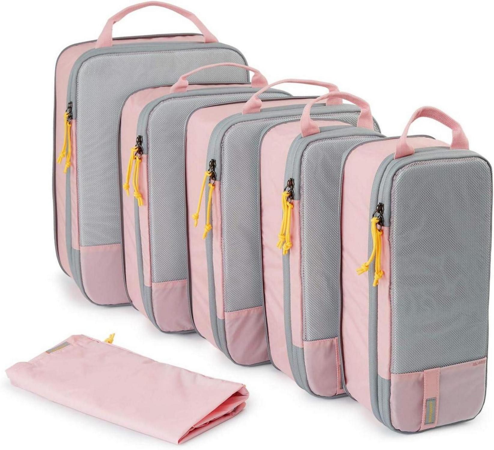 LuxusKollektion Kofferorganizer Koffer Organizer Packing Cubes Compression 6 Stück Wasserdicht Rosa