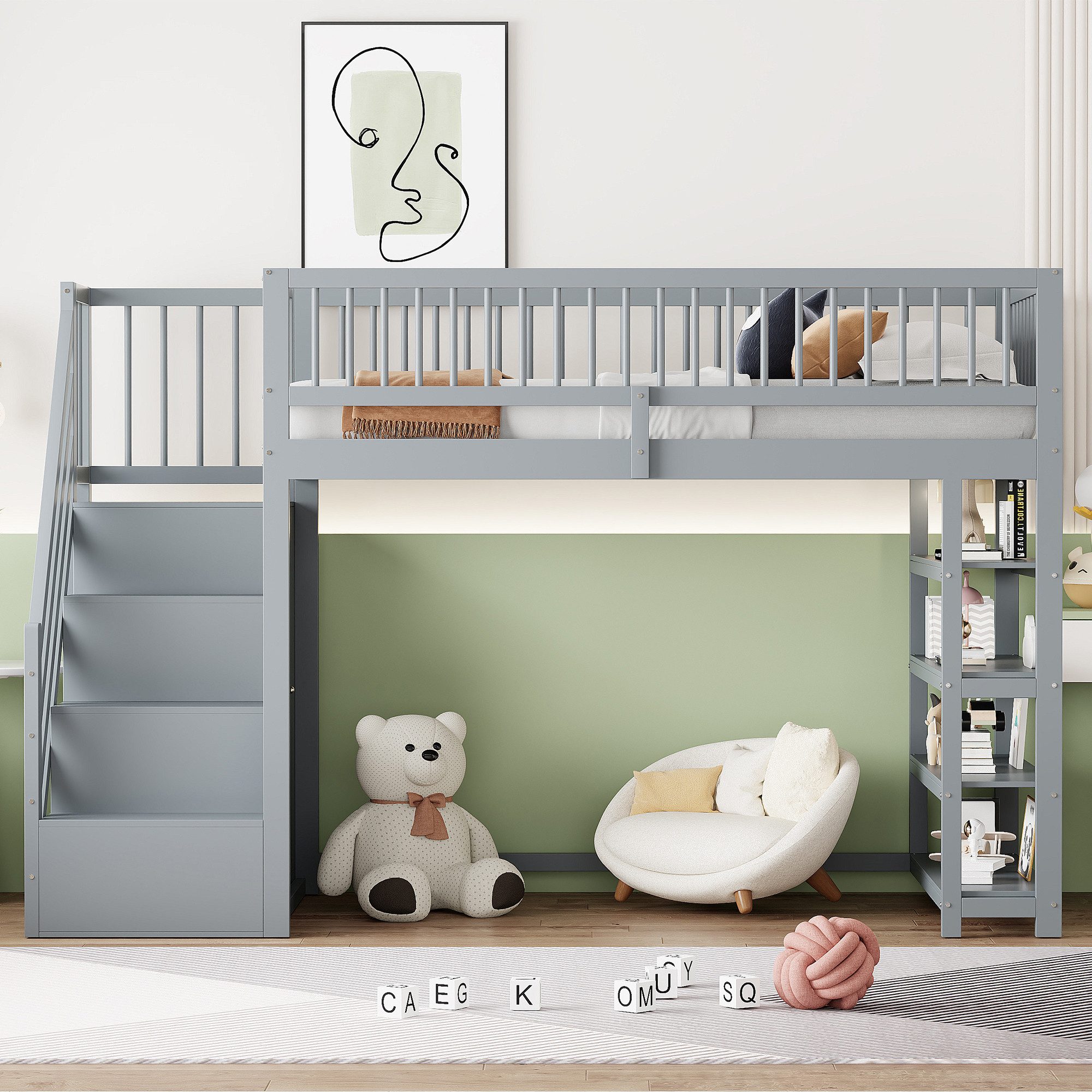 Flieks Hochbett Etagenbett Kinderbett Massivholz 90x200cm günstig online kaufen