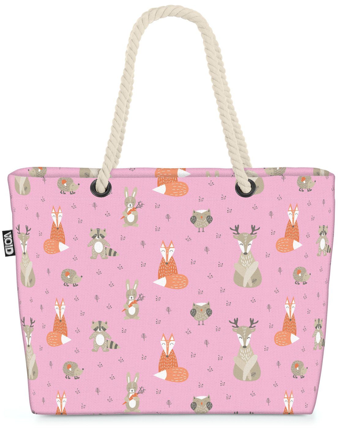 VOID Strandtasche (1-tlg), Eule Sommer Fuchs Tiere Kinder Bag Waldtiere Beach Wald Muster Reh Märchen Hase