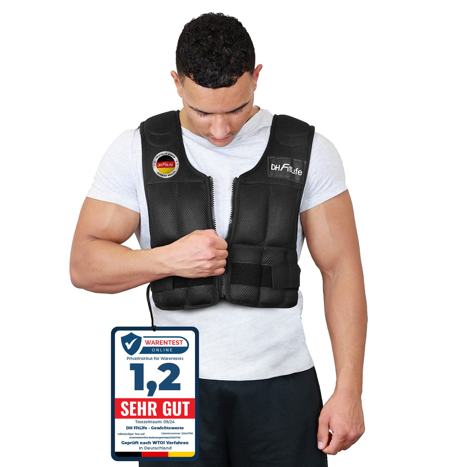 DH FitLife Gewichtsweste Verstellbar 10/20/30KG zum Muskelaufbau u. Krafttraining, (Weighted Vest, Laufweste), Laufweste Damen Herren, Fitness Trainingsweste