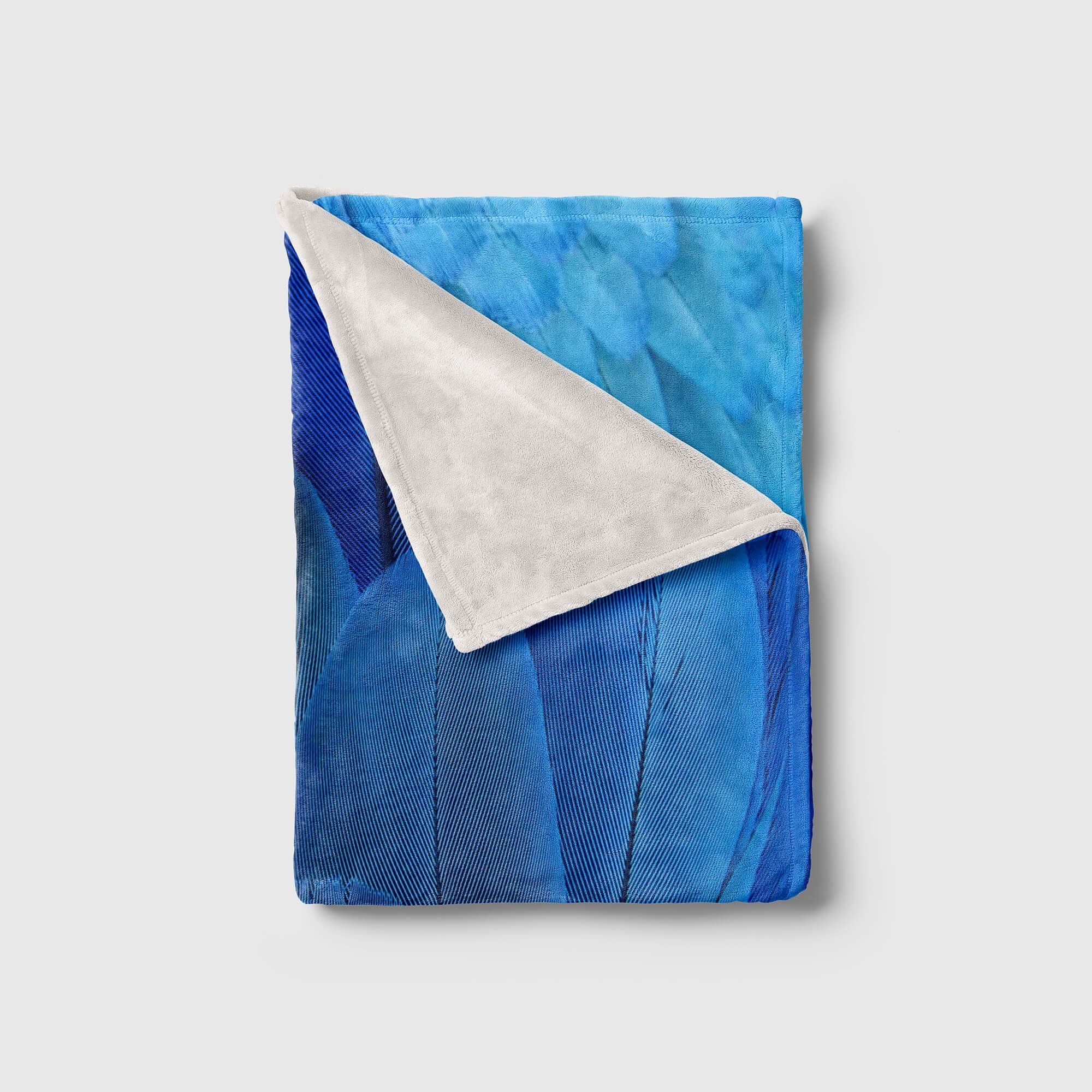 Handtücher Saunatuch mit Fotomotiv blaue Handtuch (1-St), Art Handtuch Baumwolle-Polyester-Mix Kuscheldecke Sinus Strandhandtuch Kunst, Federn