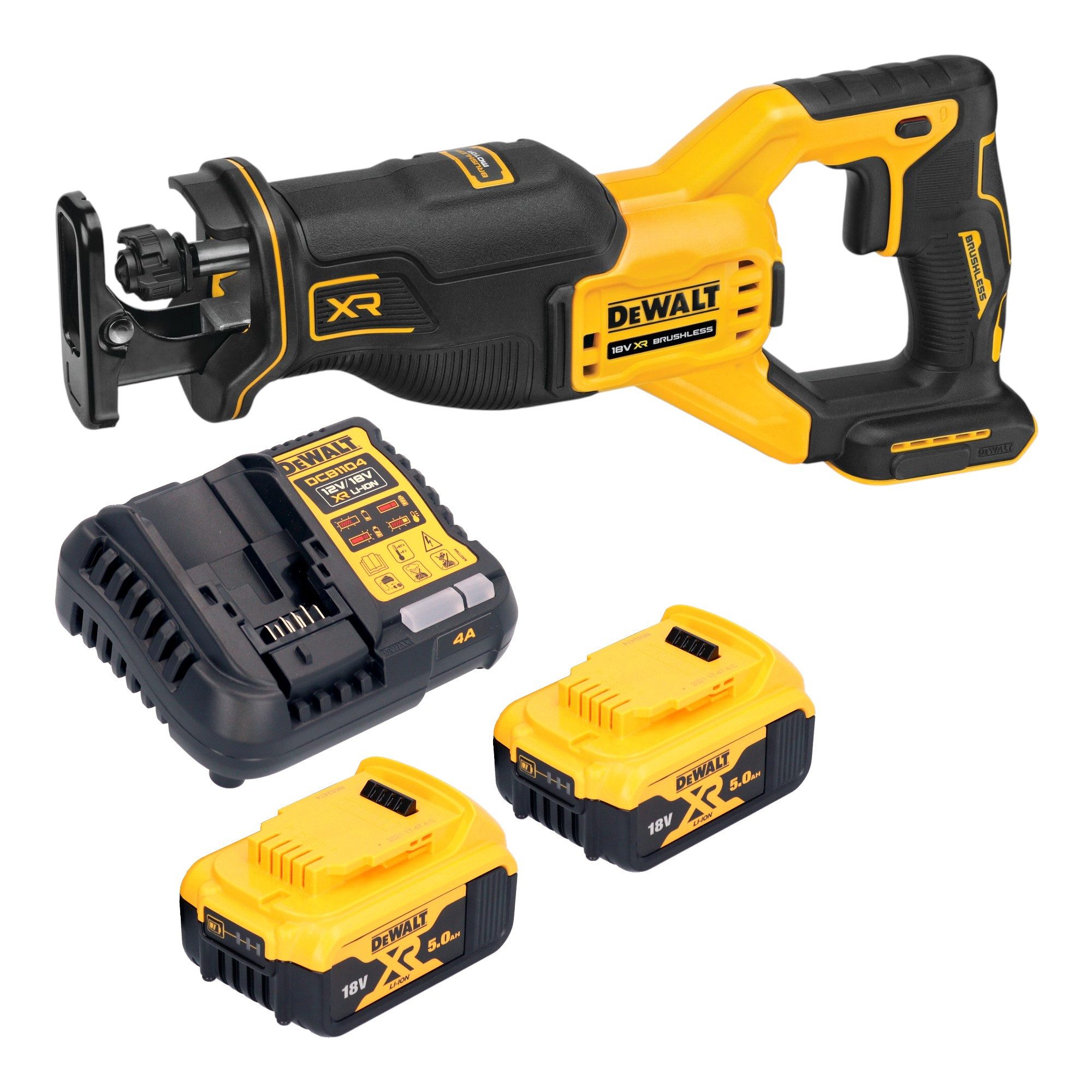 DeWalt Kompakt-Handkreissäge DCS 382 P2 Akku Reciprosäge Säbelsäge 18 V + 2x Akku 5,0 Ah + Lader