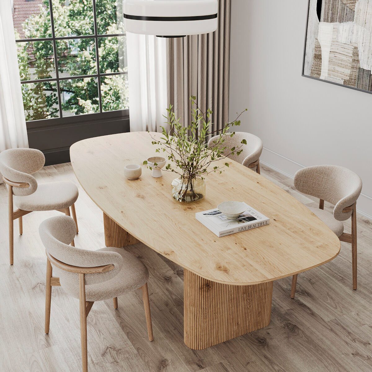 Rellgo Esstisch Alva, vielseitiger Eichenholztisch, massiver Wohnzimmertisch, eleganter Esszimmertisch, 160 x 90 cm