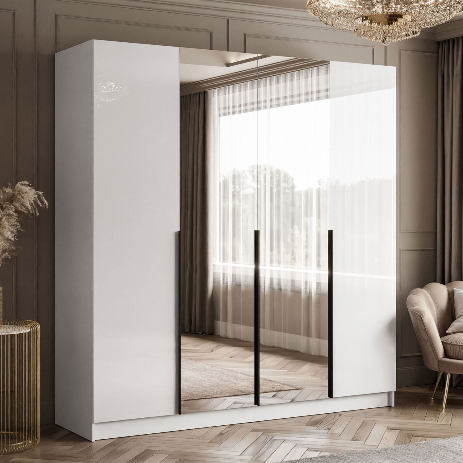 Lookway Kleiderschrank AUREL 4D in Weiß günstig online kaufen