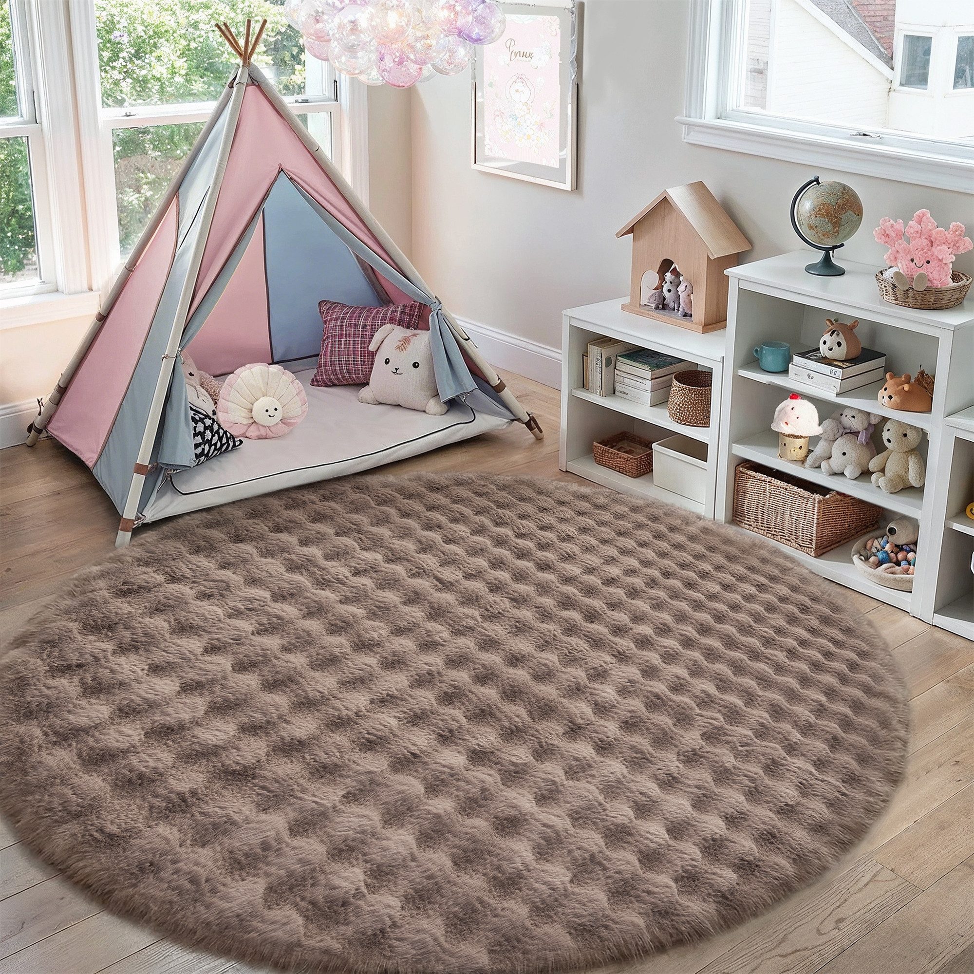 PURECOZY Hochflor-Teppich aus Mikrofaser, weich, rutschfest & maschinenwaschbar, Quadratisch, Höhe: 23 mm, geeignet für verschiedene Innenräume