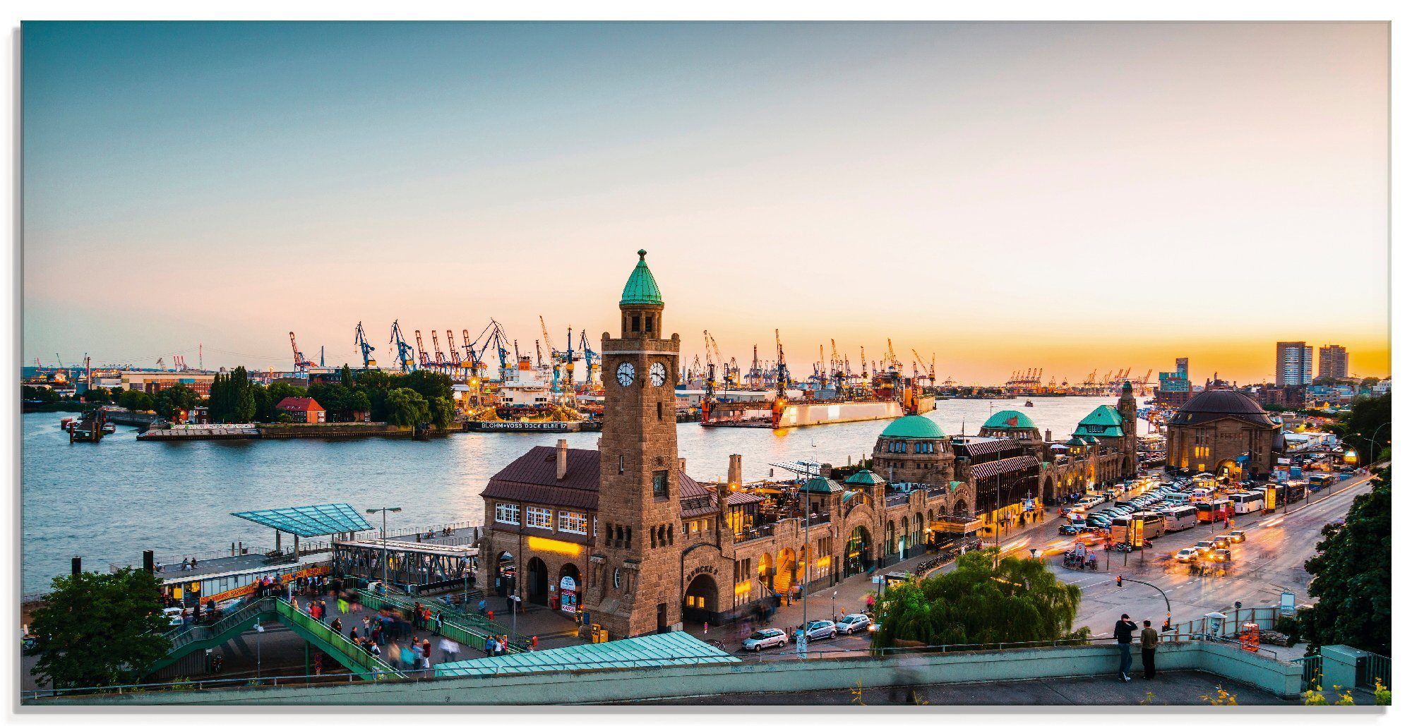 Hamburg St), und Deutschland verschiedenen Artland Größen Glasbild (1 in Hafen Landungsbrücken,