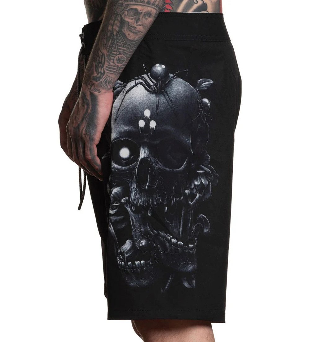 Sullen Clothing Boardshorts Blaq Skull Tattoo Schädel Spinne Badehose