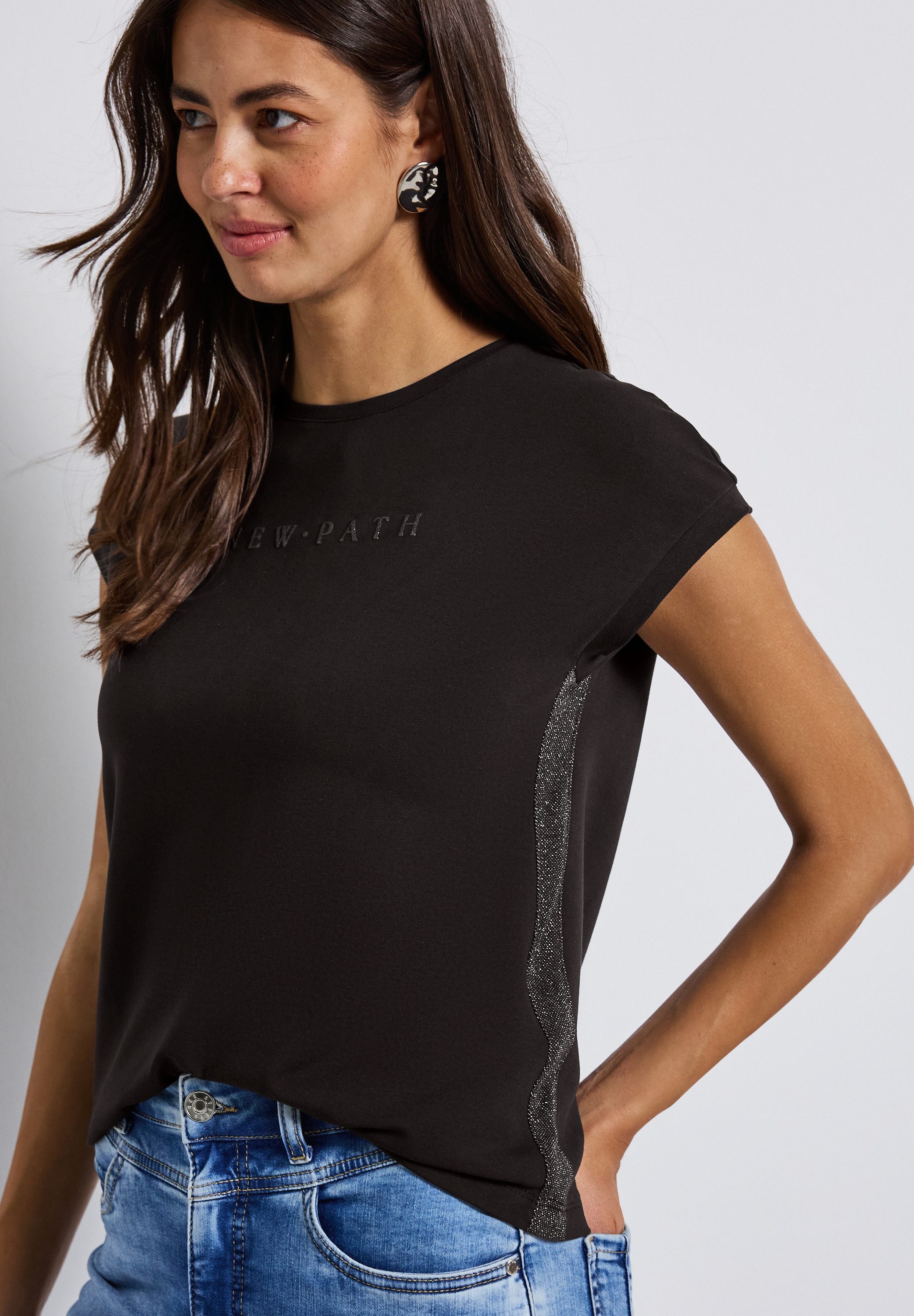 STREET ONE T-Shirt mit Glitzerdetails günstig online kaufen