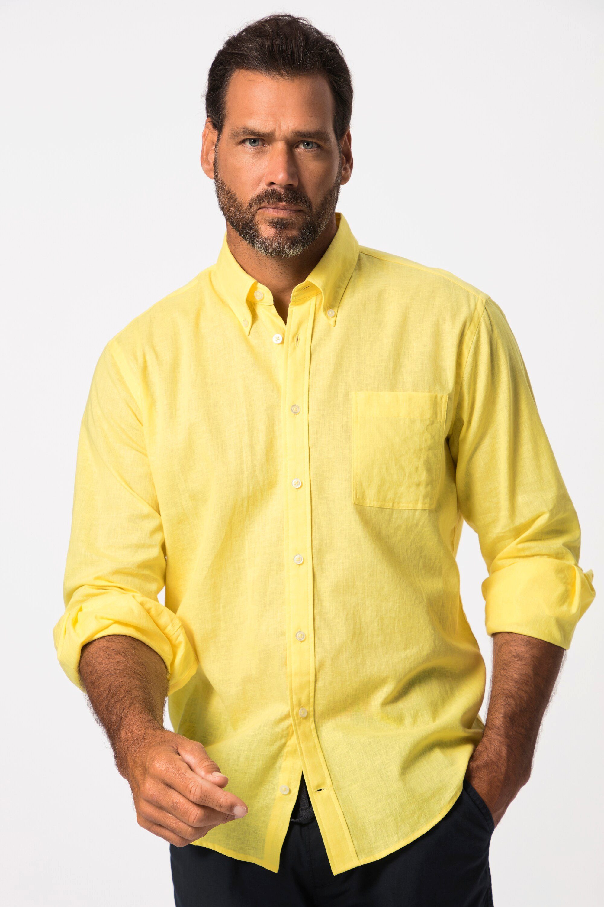 JP1880 Businesshemd Hemd Langarm Leinenmix Buttondown-Kragen günstig online kaufen