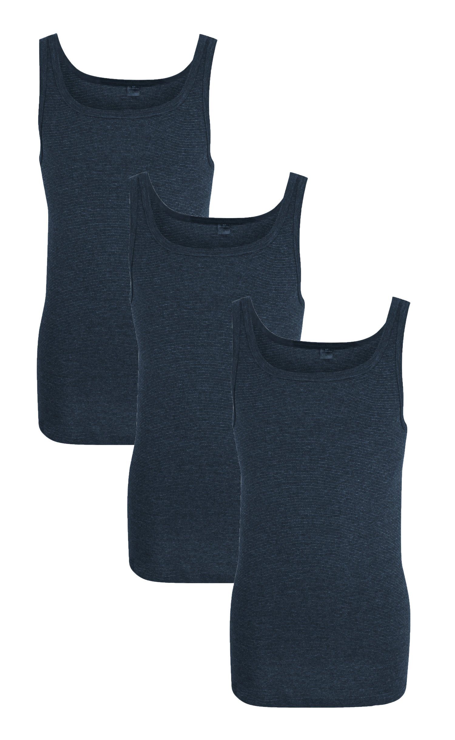 (3-St) GÖTZBURG Unterhemden blau Feinripp Qualität Unterhemd Pack 3er Herren