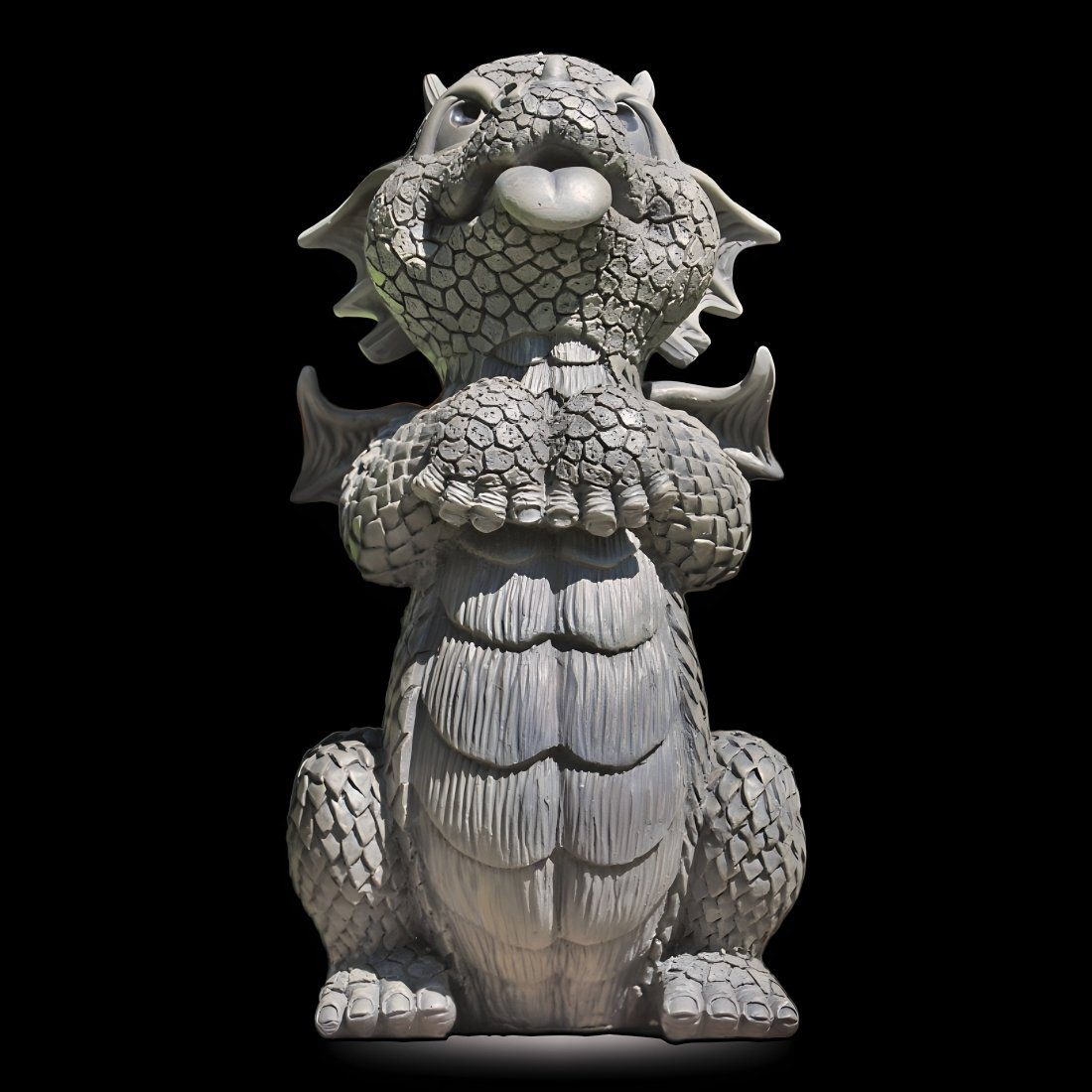 MystiCalls Gartenfigur Gartendrache - Modell bettelnd - Dekofigur, (Einzelartikel, 1 St), Für Drinnen und Draußen, wetterfest, nicht frostfest
