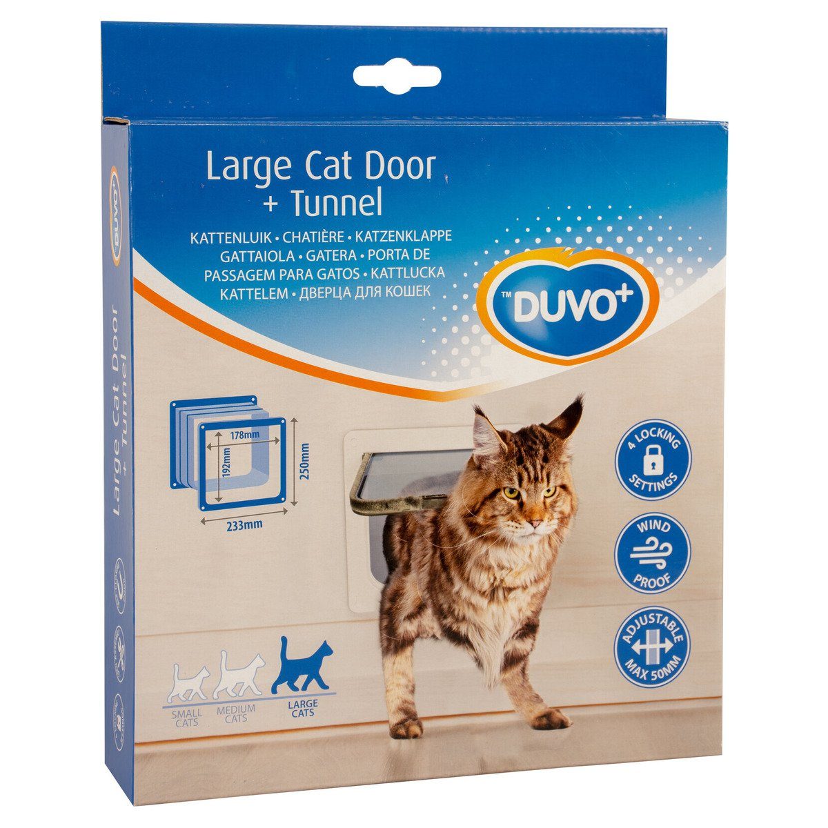 DUVO+ Katzenklappe Große Katzenklappe + Tunnel weiß