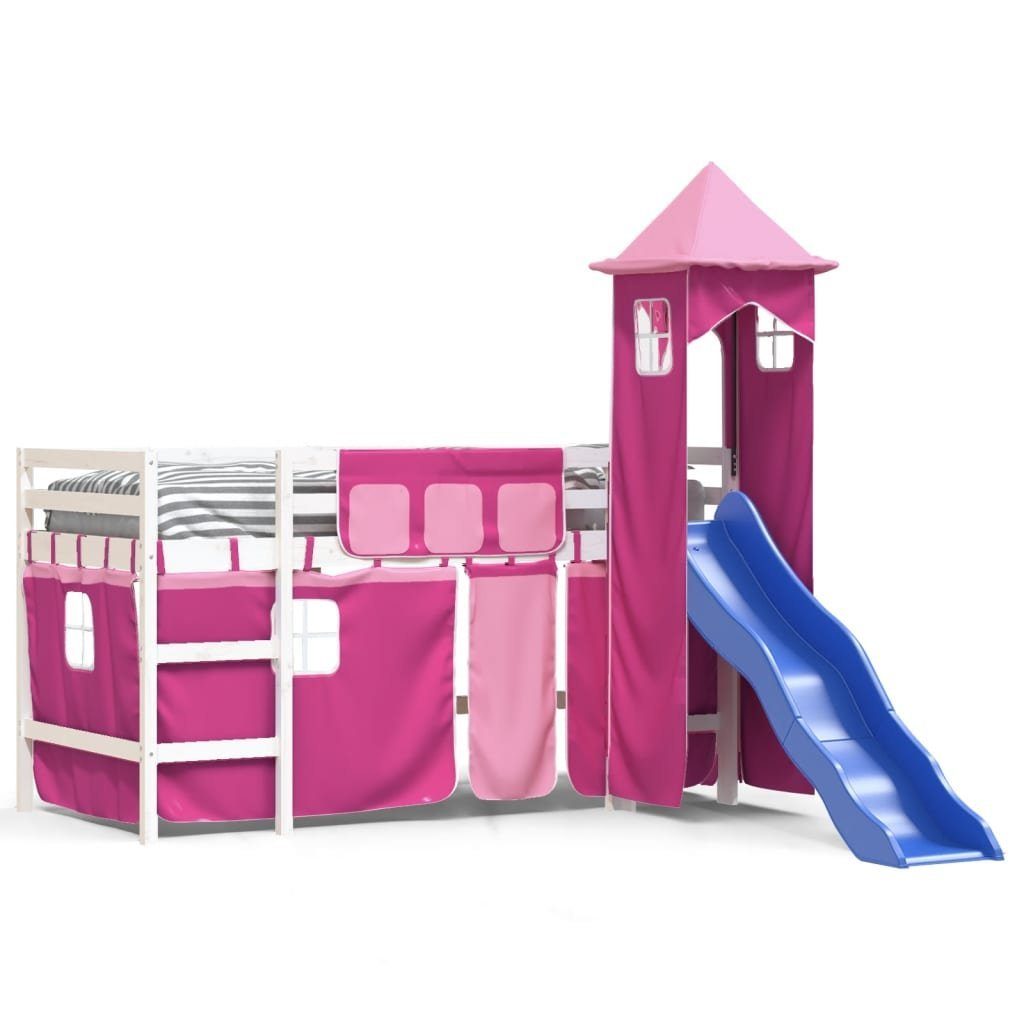 vidaXL Kinderhochbett mit Turm Rosa 90x190 cm Massivholz Kiefer1930121 günstig online kaufen