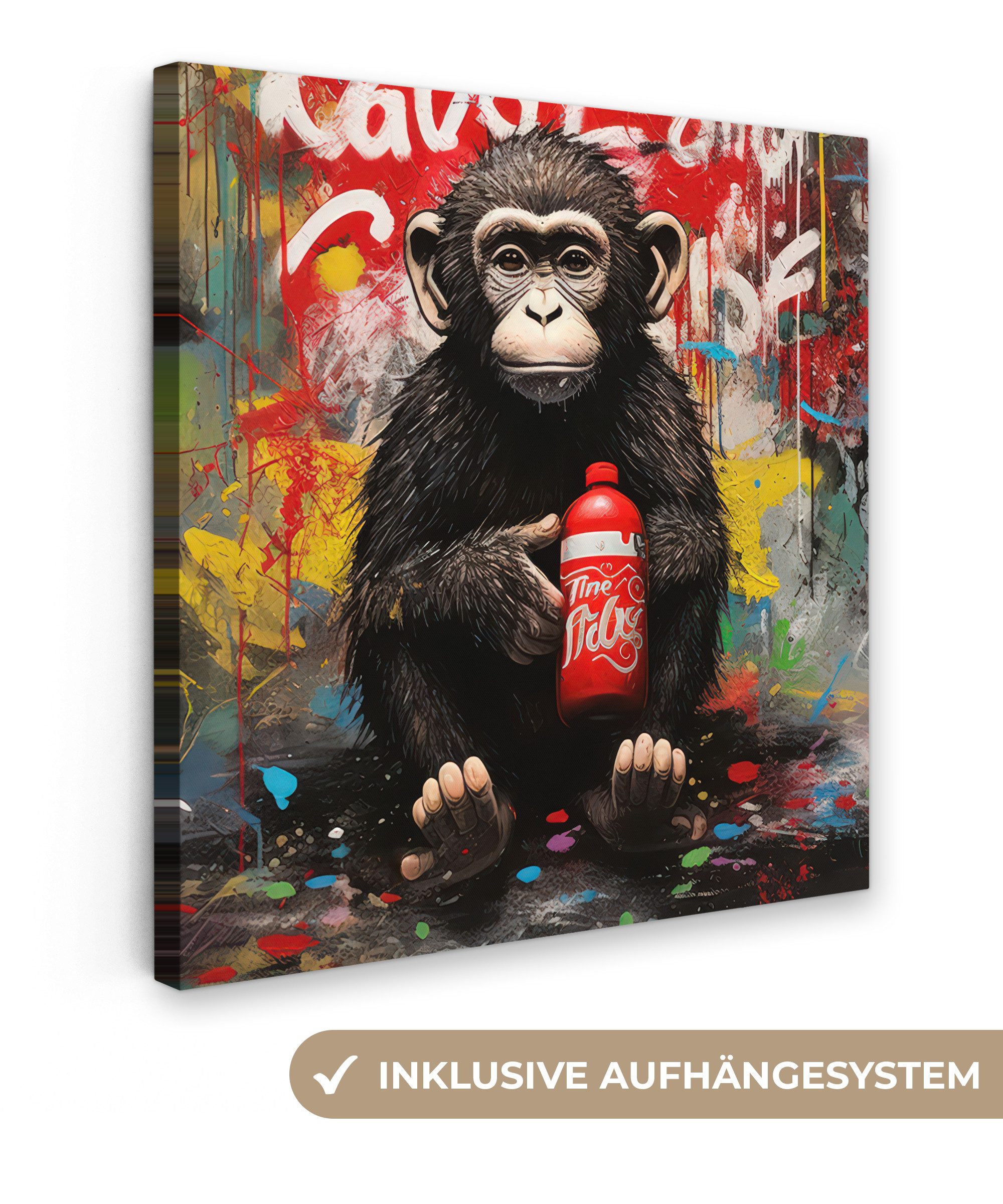OneMillionCanvasses® Leinwandbild Affe - Graffiti - günstig online kaufen