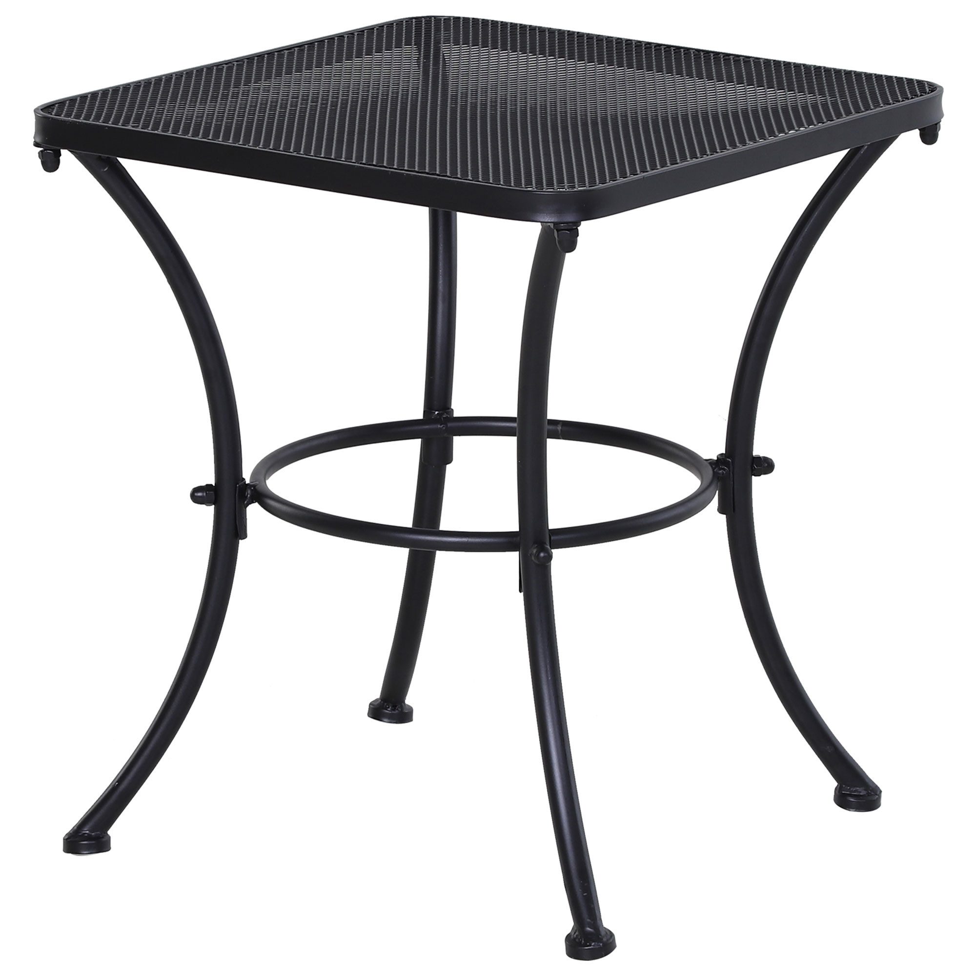 MODFU Beistelltisch schwarzer 45x45x50 cm aus Metall mit Mesh-Tischplatte, quadratisch (Packung, 1-St., Leichter Gartentisch für Balkon, Terrasse & Camping), Vielseitig als Pflanzenständer, Ablage oder Couchtisch nutzbar