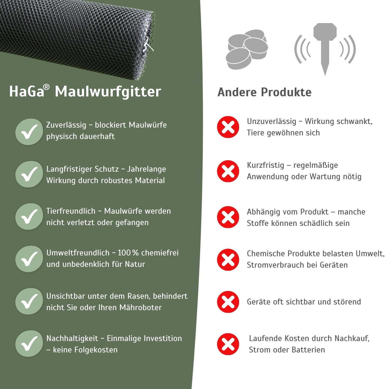 HaGa Maulwurfgitter HaGa Premium Maulwurfsperre 1,5 m Br. Meterware tierfreundliche, Maulwurfschutzgitter, UV-beständig, Maulwurfbekämpfung, Rasenschutz – Bild 5 von 5