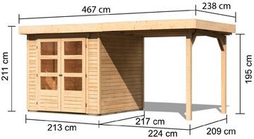 Karibu Gartenhaus Askola 2, BxT: 467x238 cm, mit Anbaudach