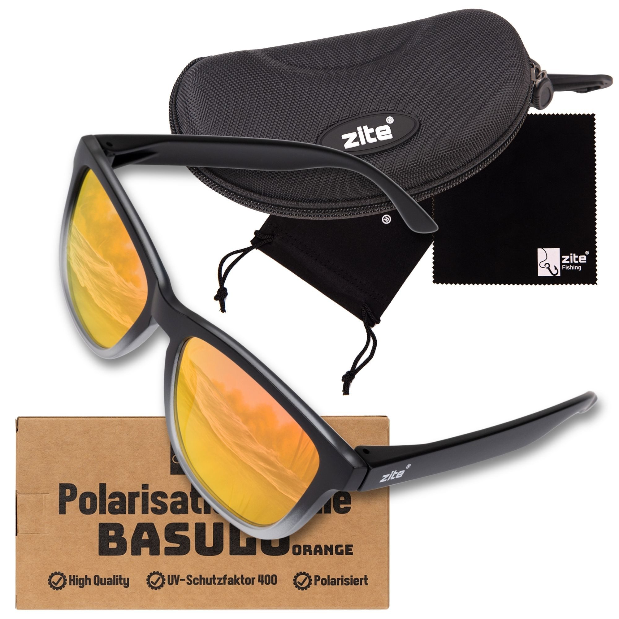 Zite Sportbrille Polarisationsbrille Basulo verspiegelt kratzfest mit Hardcase-Etui