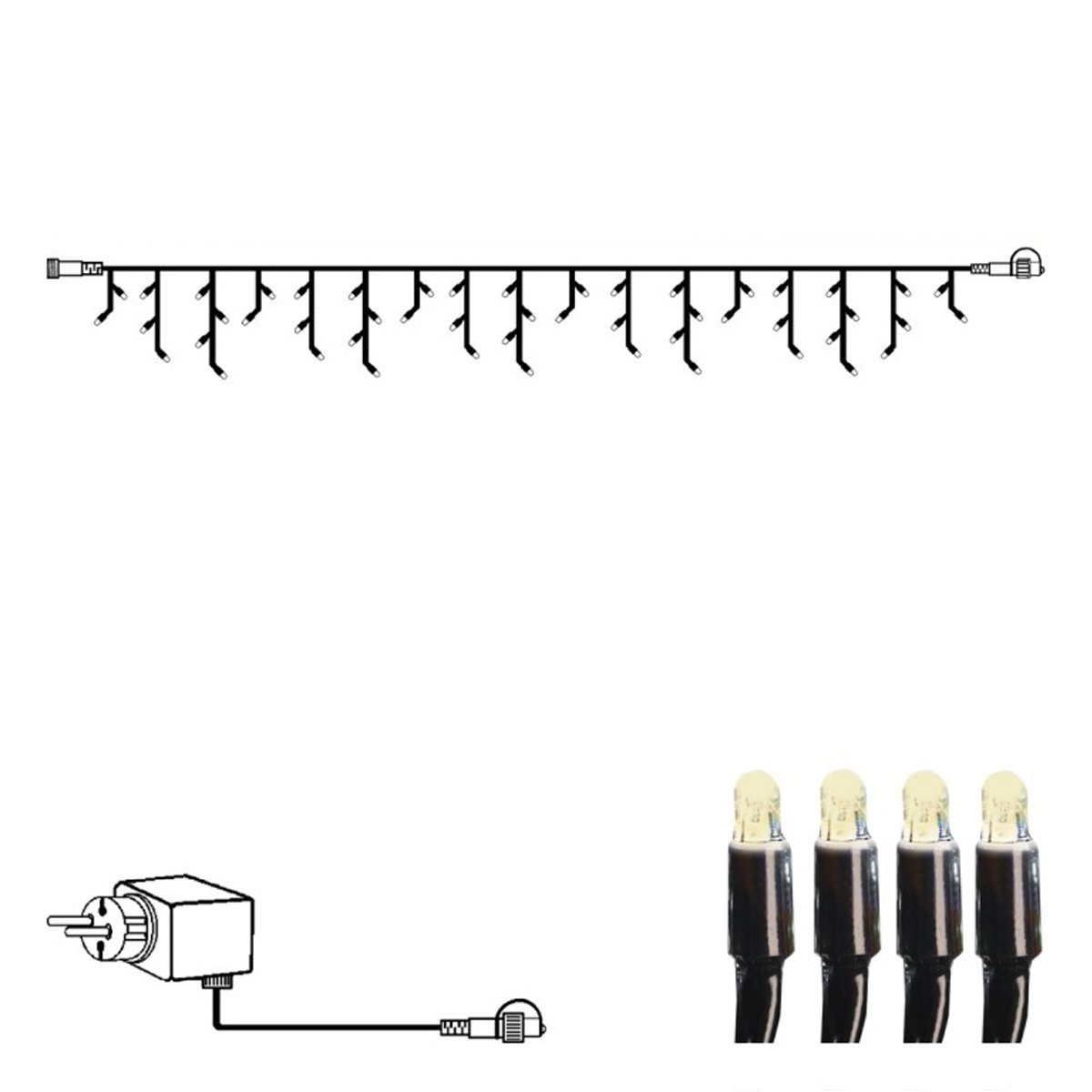 STAR TRADING LED-Lichtervorhang System 24 LED Lichtervorhang Eisregen 3x0,4m koppelbar Icicle, 49-flammig