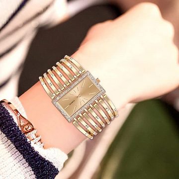 Gontence Quarzuhr Kristalle Armreif Damenuhr,Rechteckiges Zifferblatt, Damen Uhren, Armbanduhr Ultradünne Einfach und stilvoll