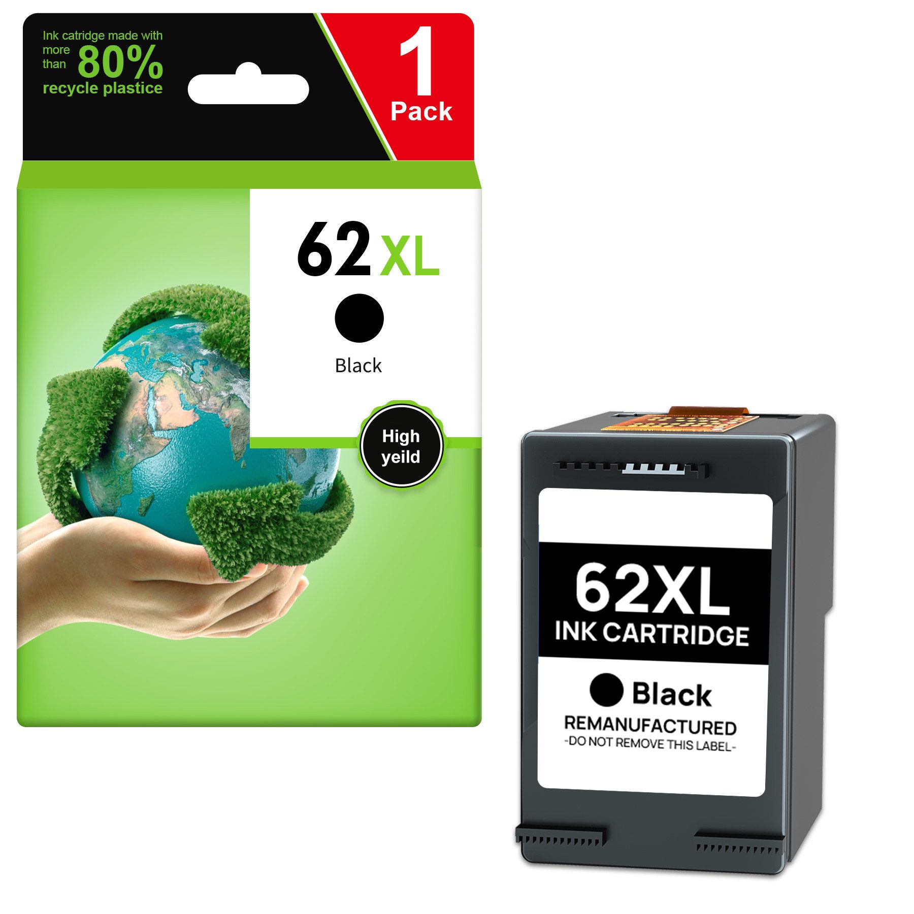 Greensky Für HP 62 62XL OfficeJet 200 250 Mobile 5740 5742 5744 8040 8045 5745 Tintenpatrone (2 Patronen = 1x Schwarz / 1x Farbe, 50-tlg)
